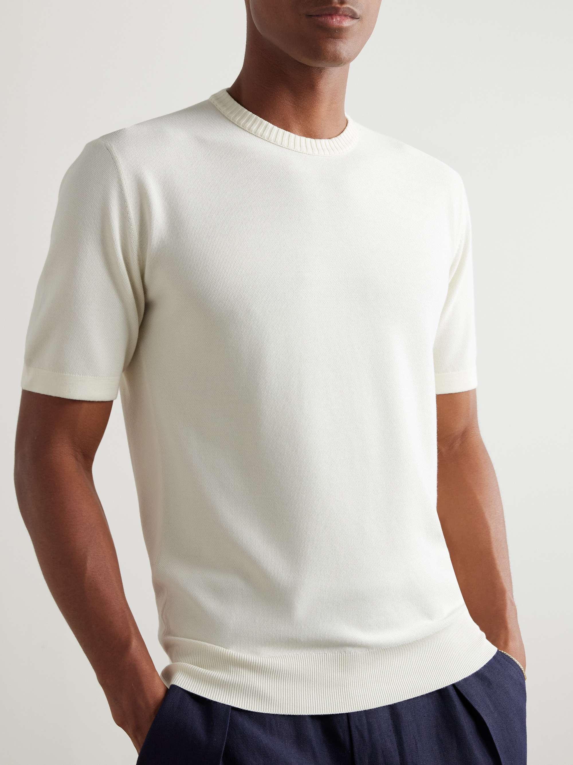 Slim-Fit Cotton and Silk-Blend Piqué T-Shirt view