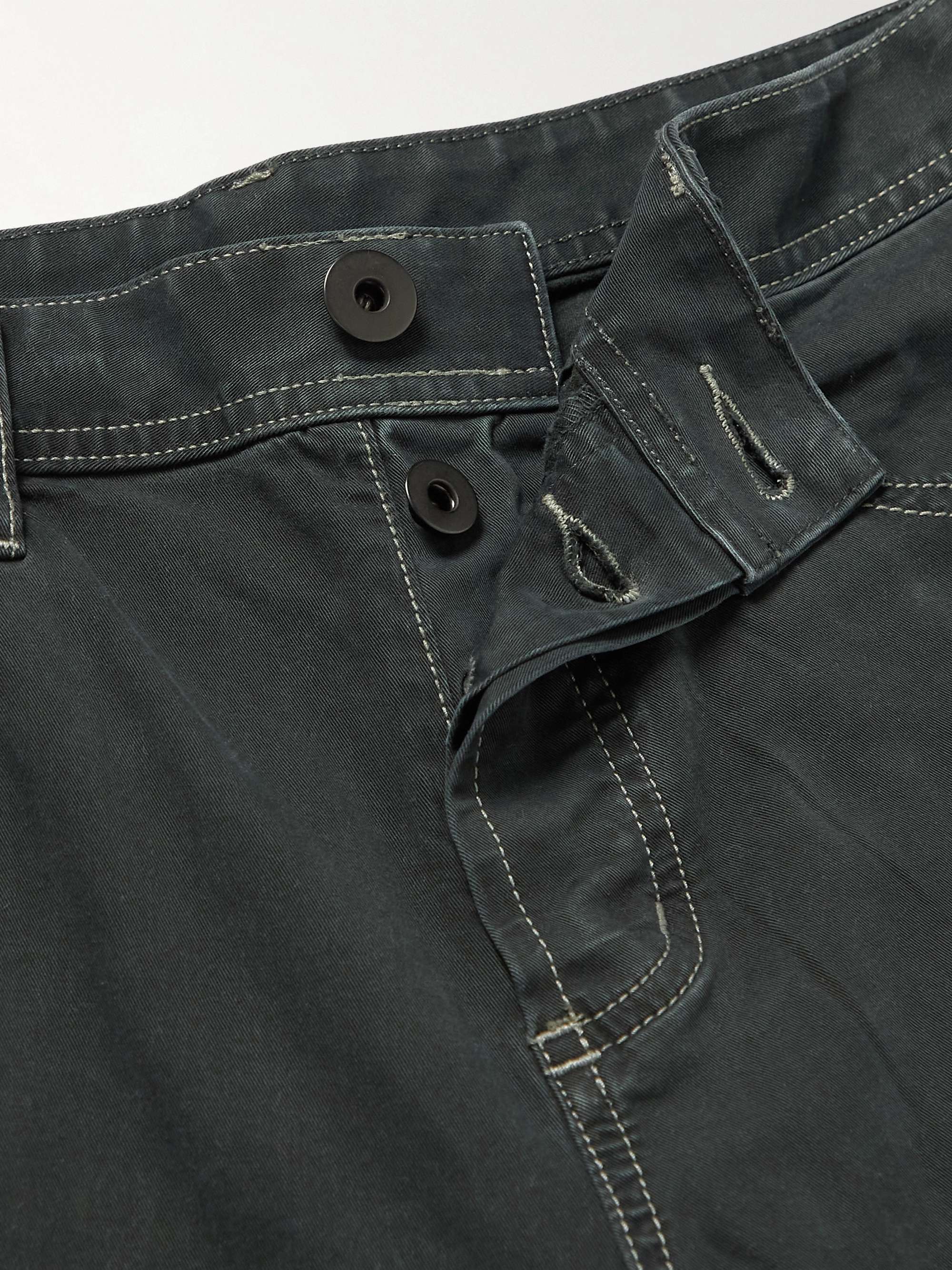 Straight-Leg Brushed Cotton-Blend Twill Trousers view