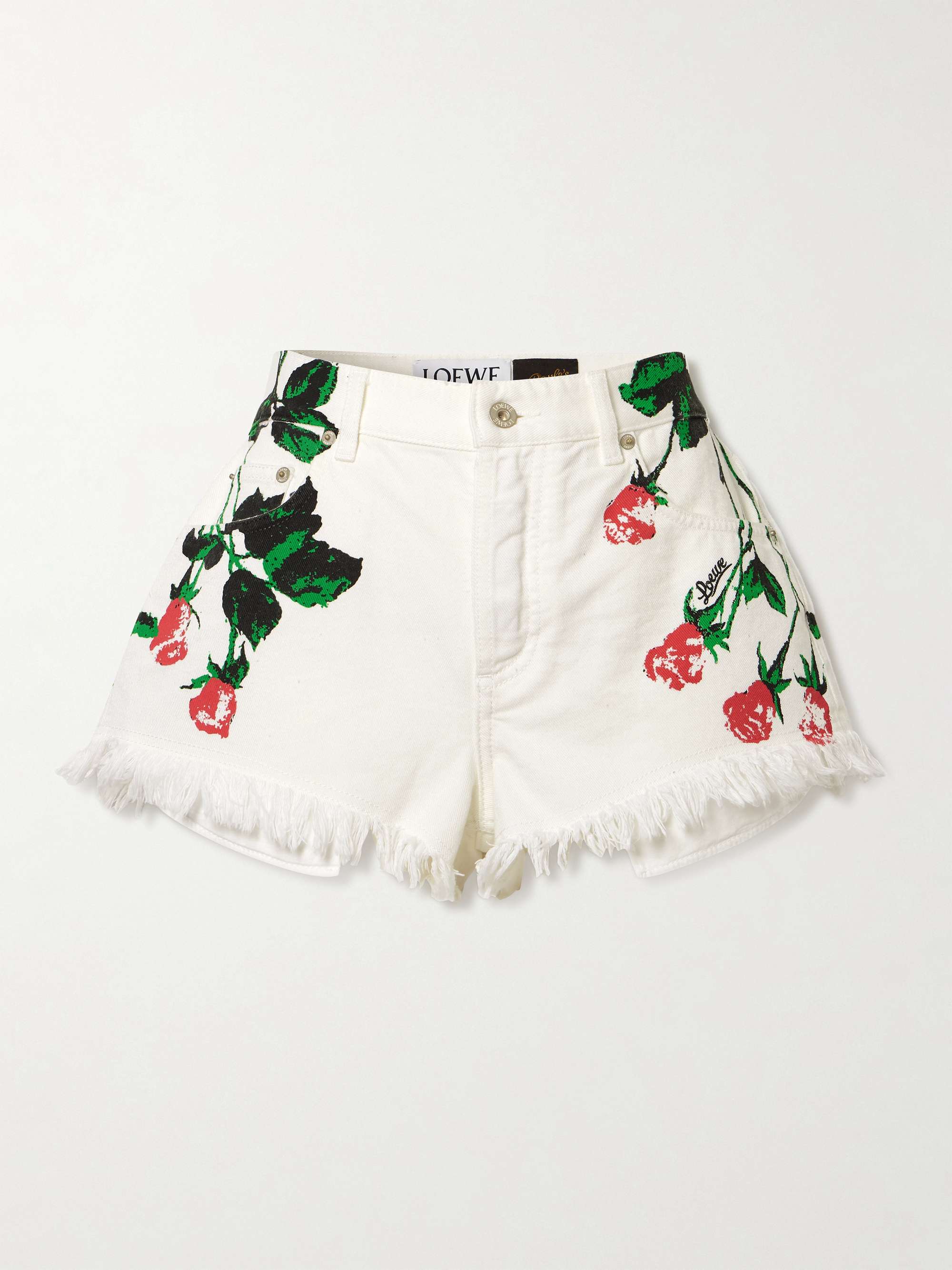 + Paula's Ibiza frayed floral-print denim shorts hero visual