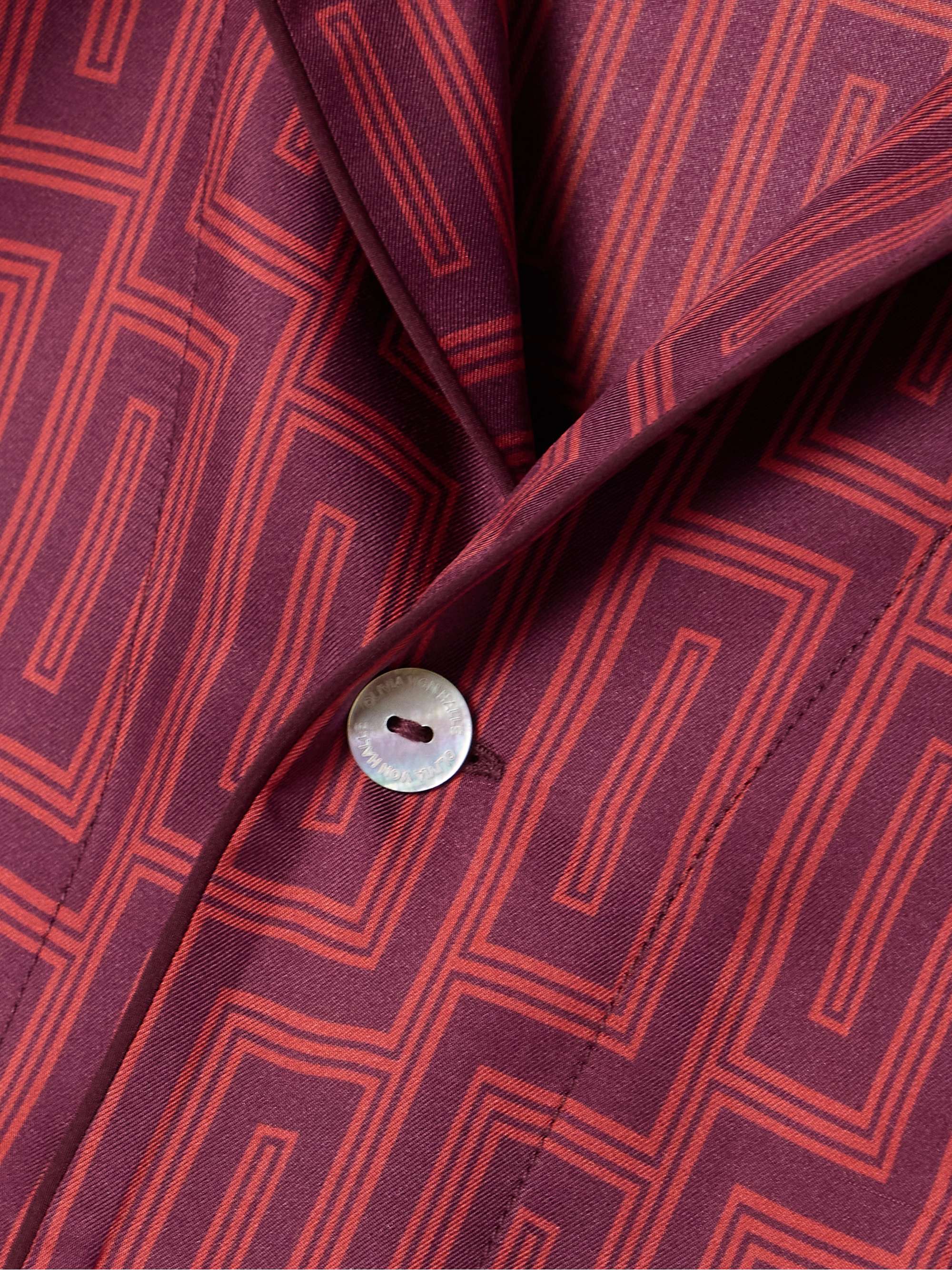 Laurent printed silk-twill pajama set view
