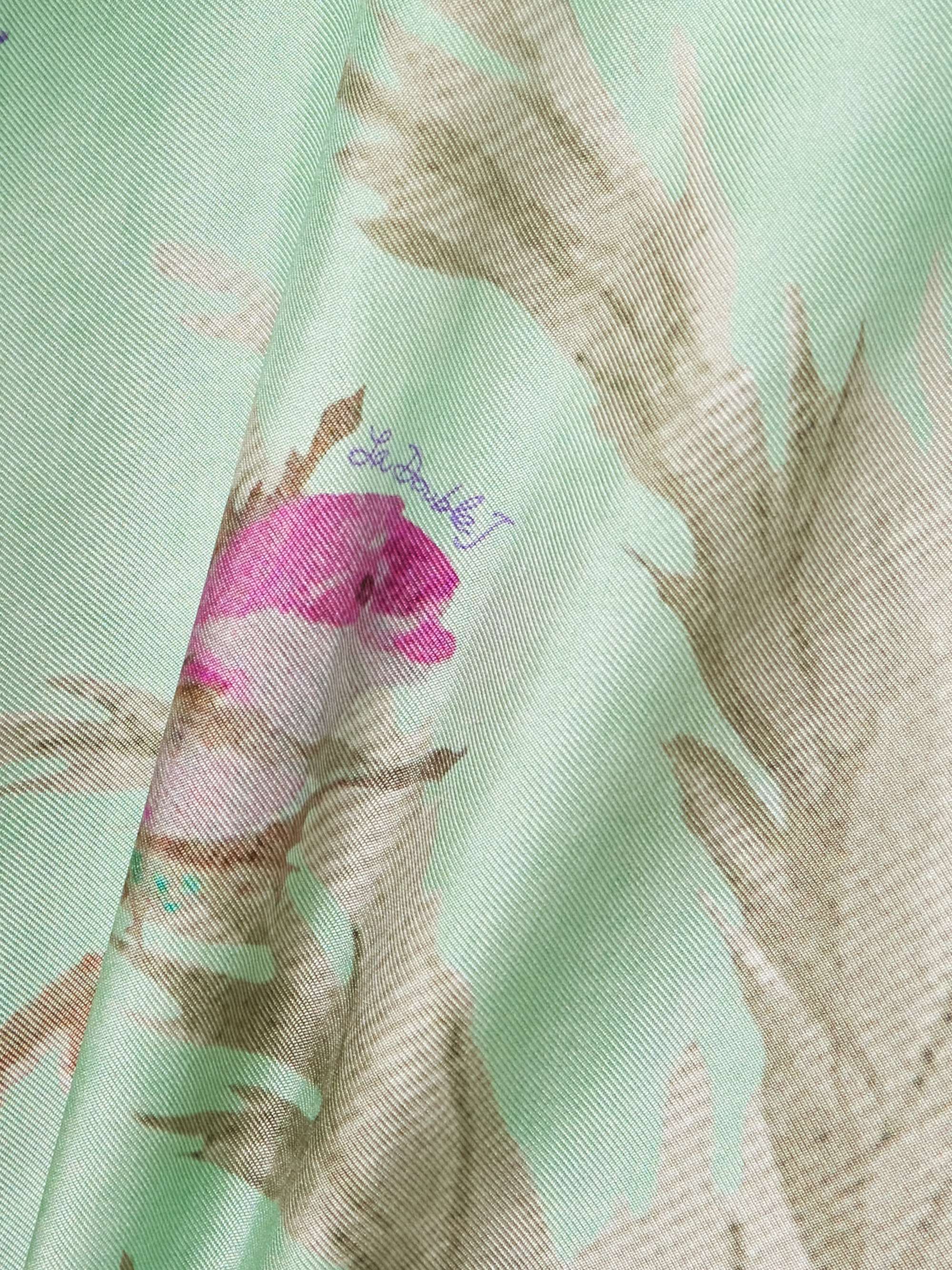 Feather-trimmed floral-print silk-twill maxi dress view