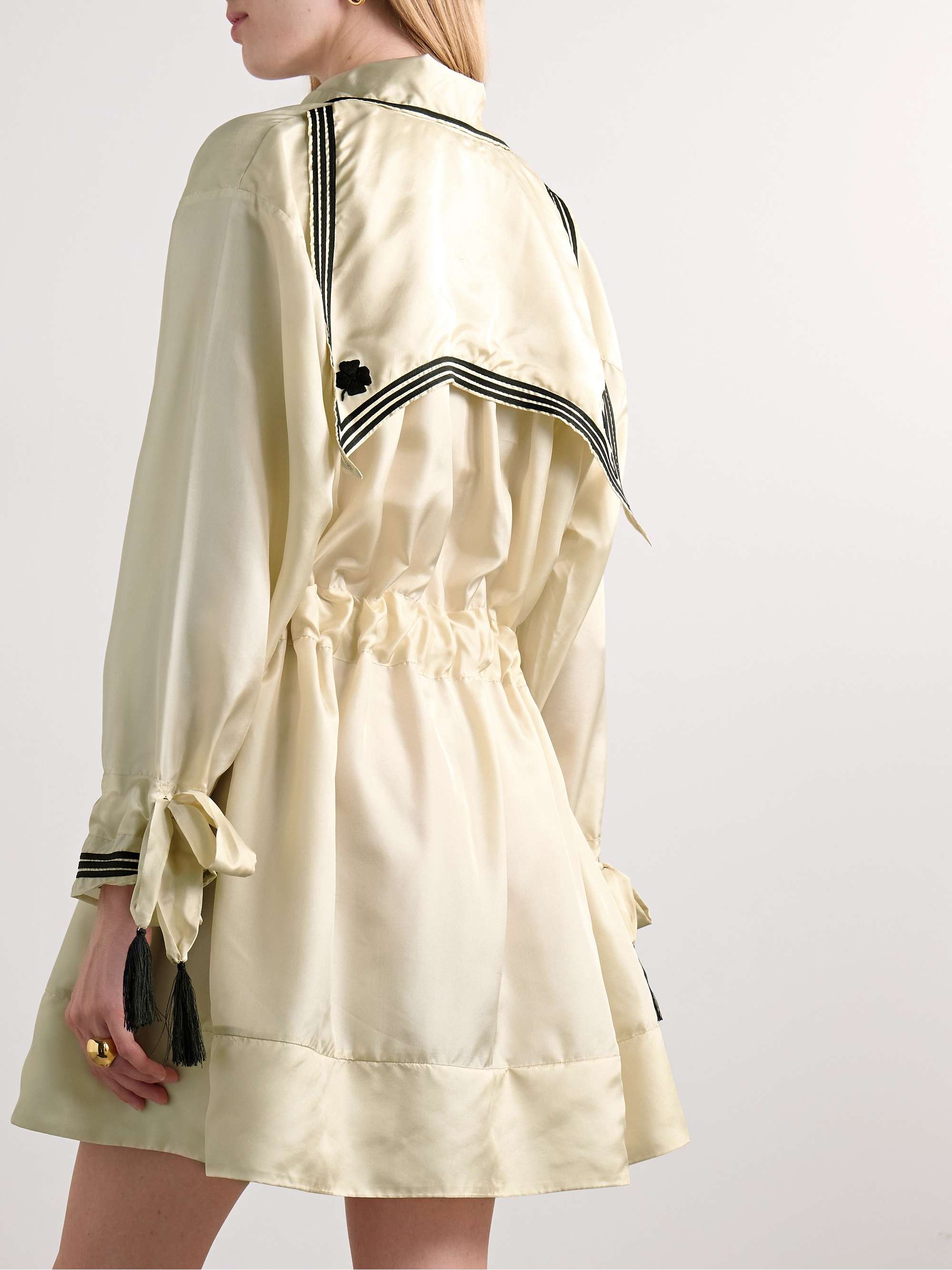 Boater belted silk-satin mini dress view