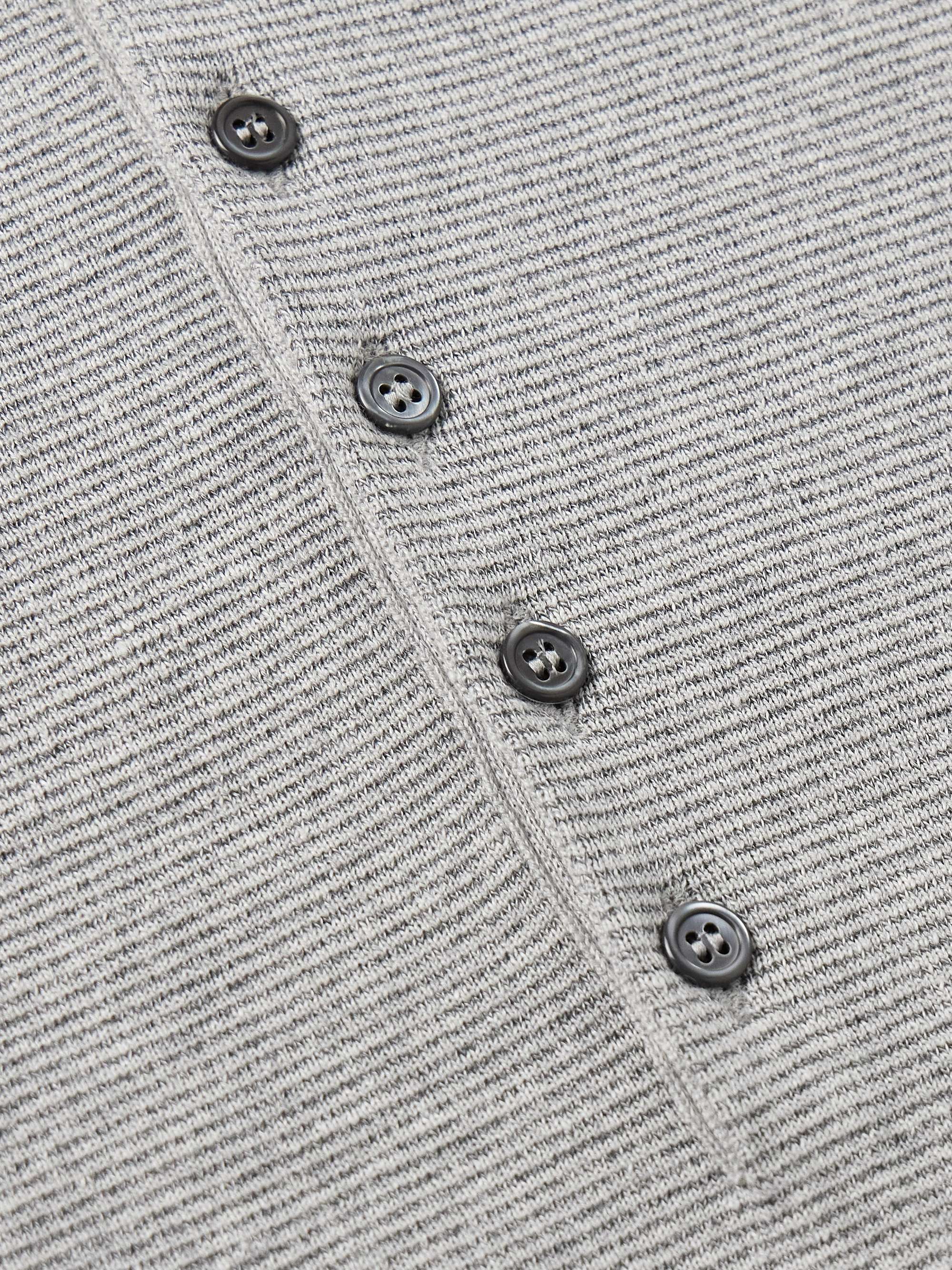Striped Textured Linen and Cotton-Blend Polo Shirt view