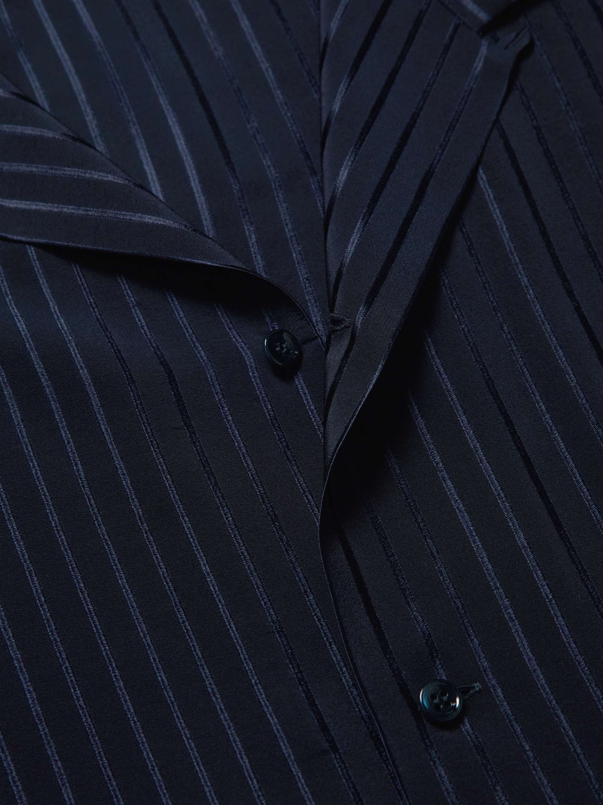 Camp-Collar Striped Silk-Charmeuse Shirt view