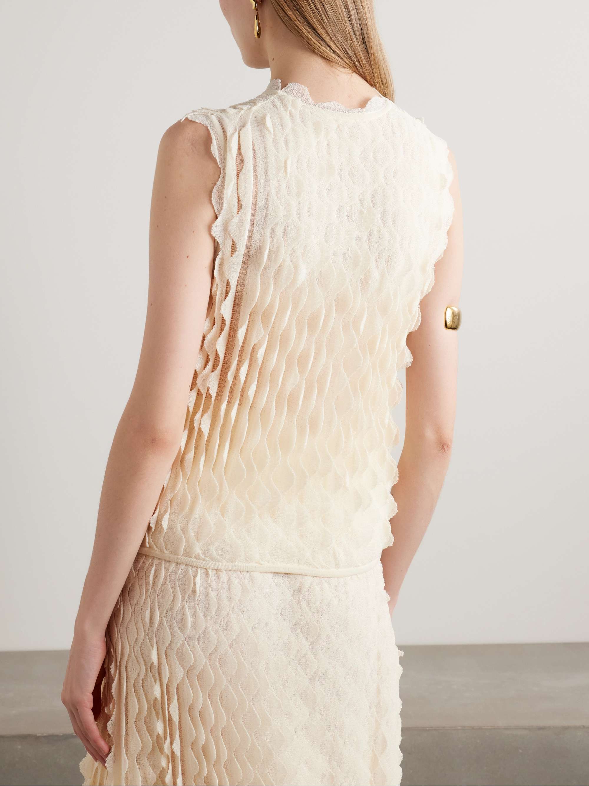 Maelys layered scalloped cotton-blend top view
