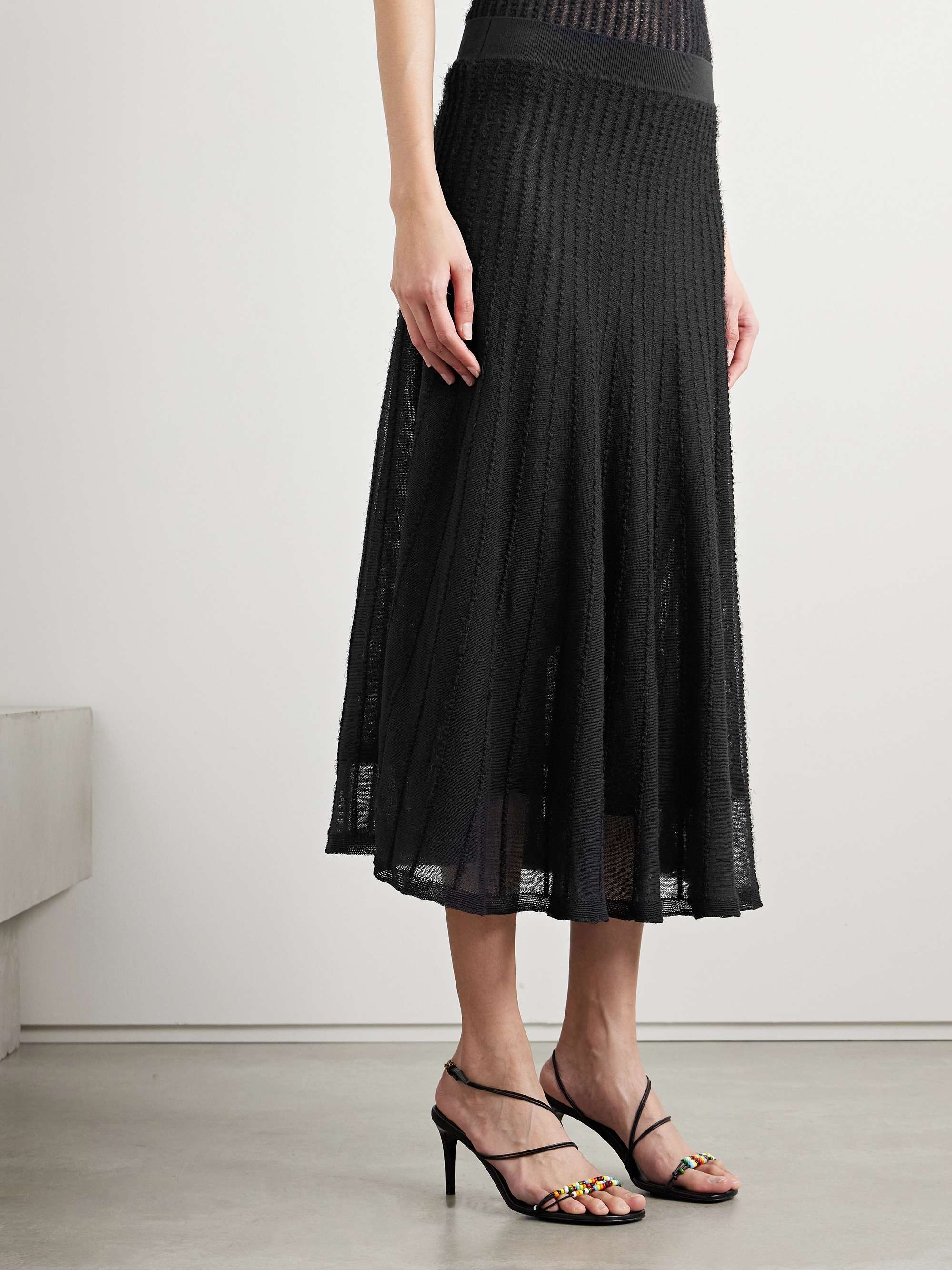 Dawn pointelle-knit midi skirt view