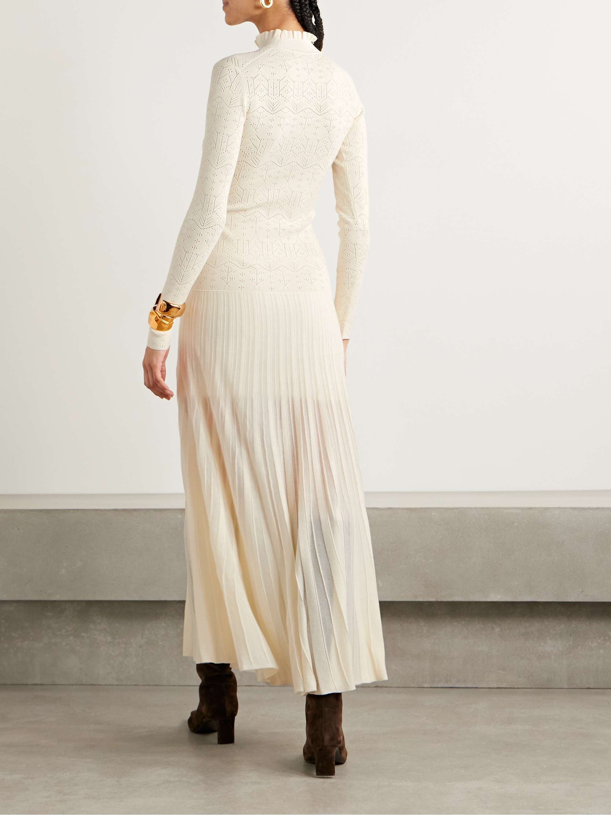 Gisole paneled pointelle-knit turtleneck maxi dress view