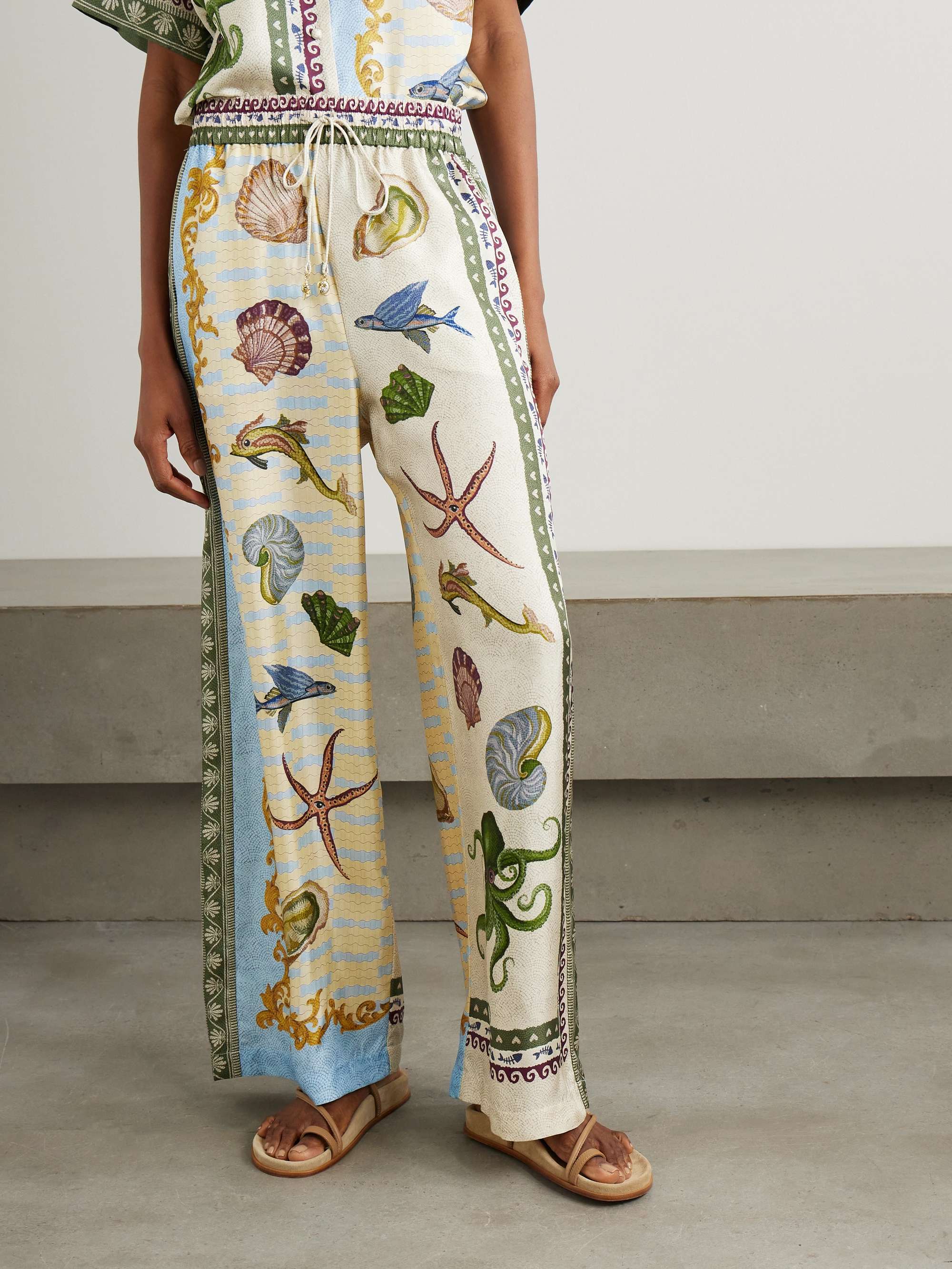 + Sam Pauletto Bath House printed silk-twill wide-leg pants view