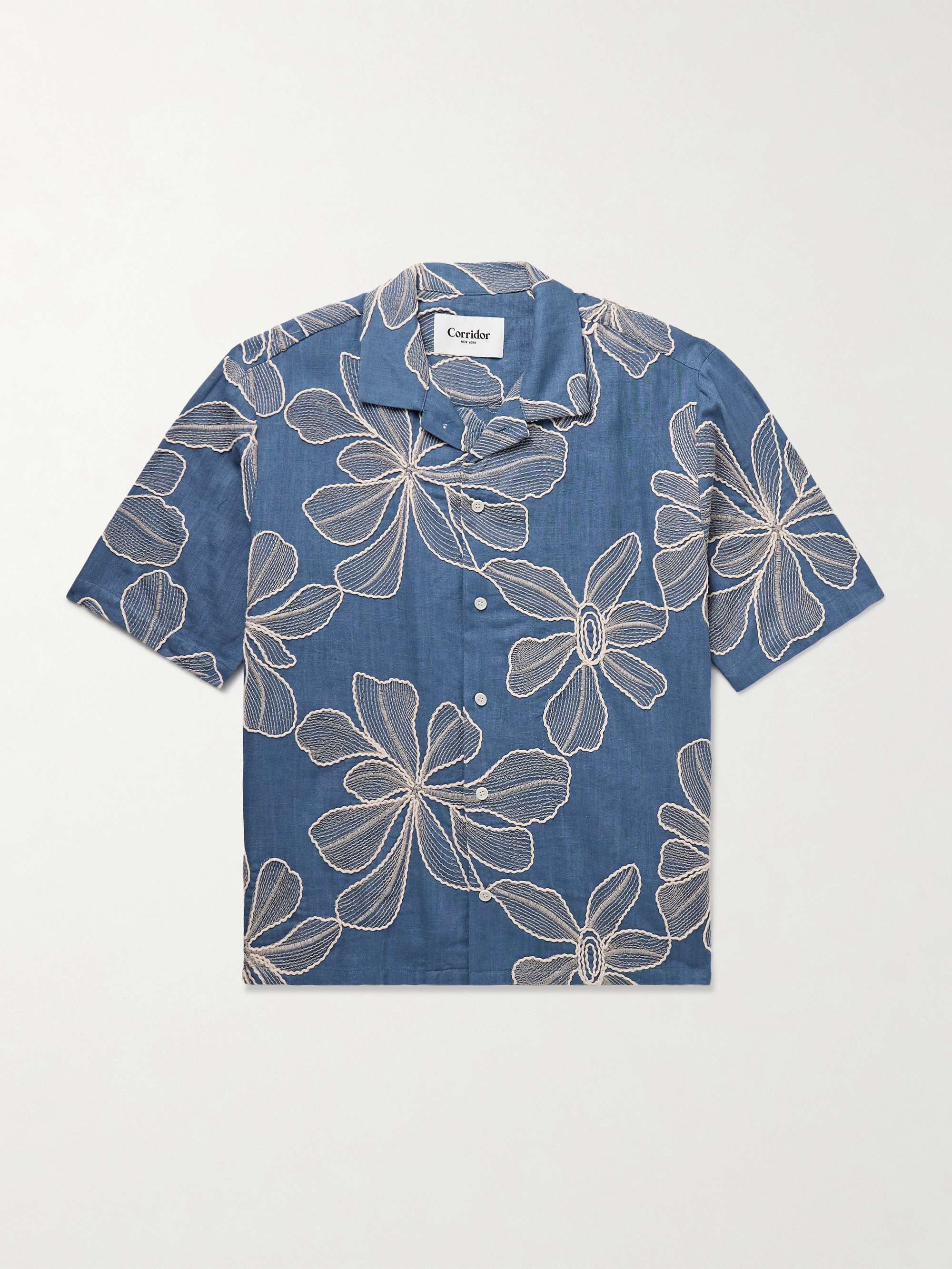 Camp-Collar Embroidered Voile Shirt hero visual