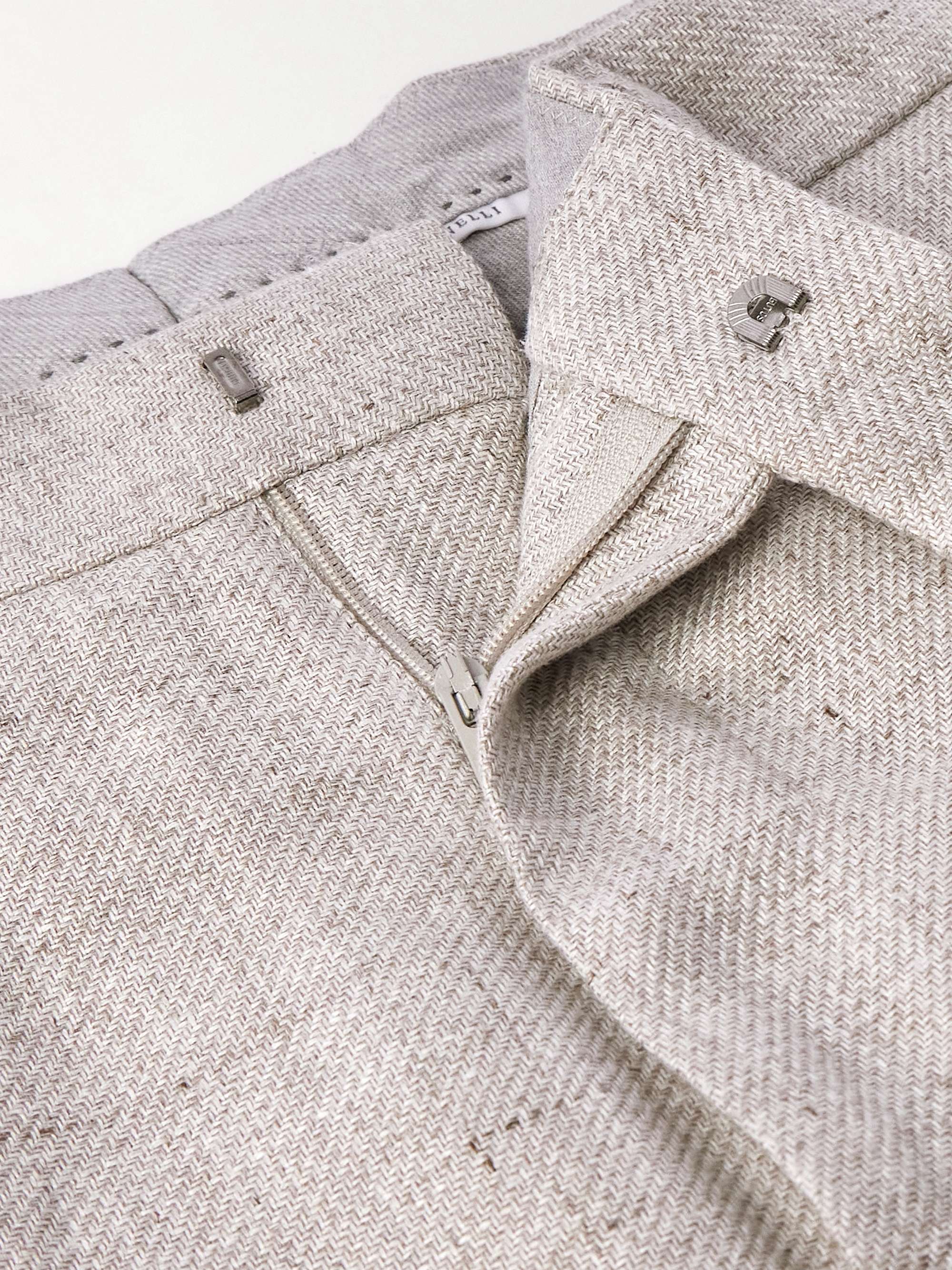 Straight-Leg Pleated Linen, Wool and Silk-Blend Suit Trousers view