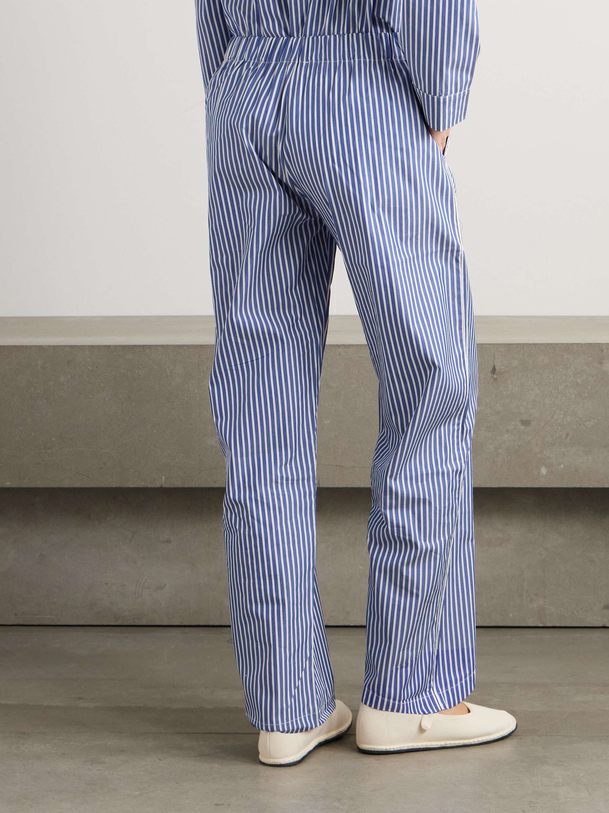 + The Carlyle embroidered striped cotton-poplin pajama pants view