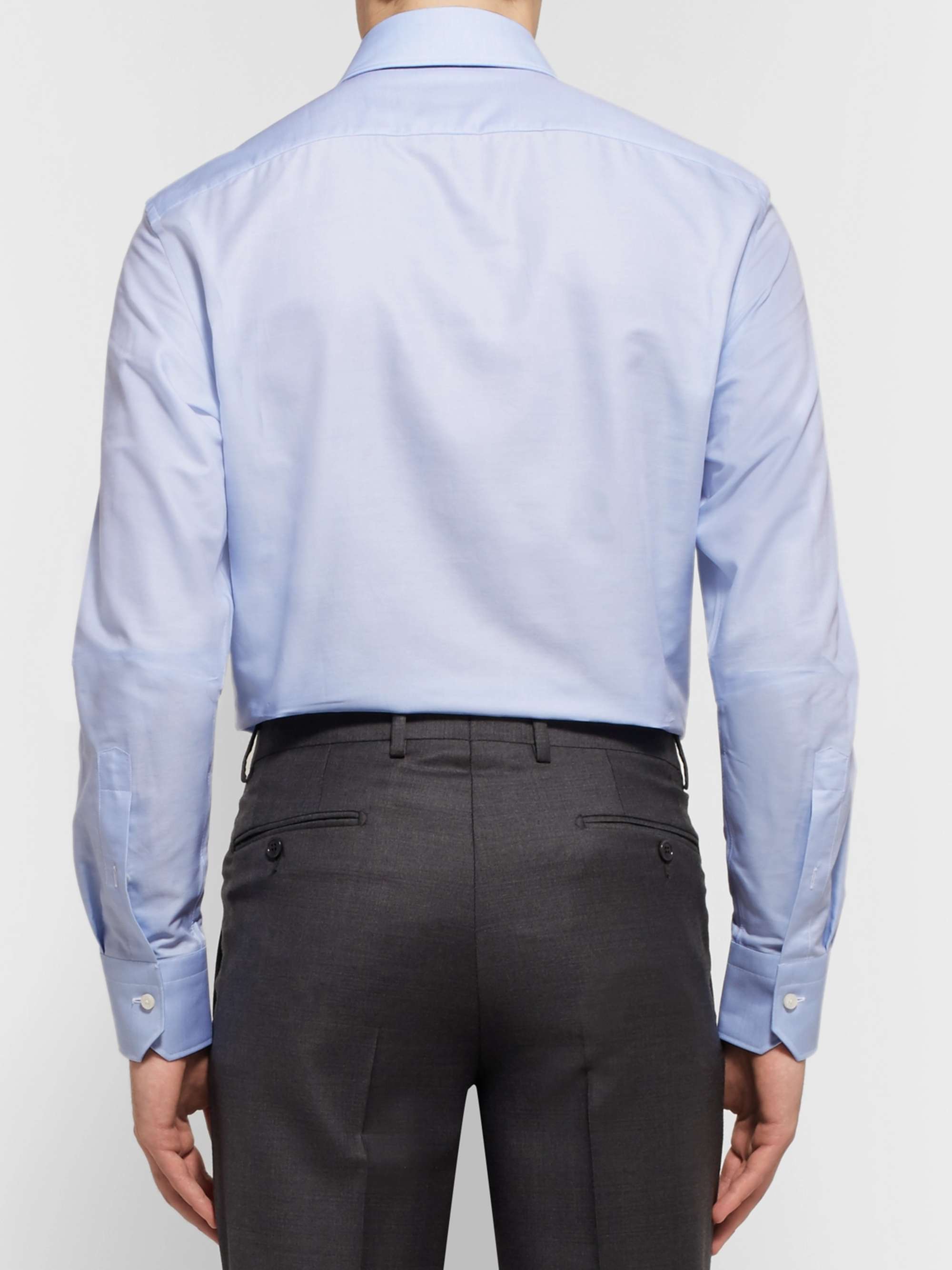 Light-Blue Trofeo Slim-Fit Cutaway-Collar Cotton-Poplin Shirt view