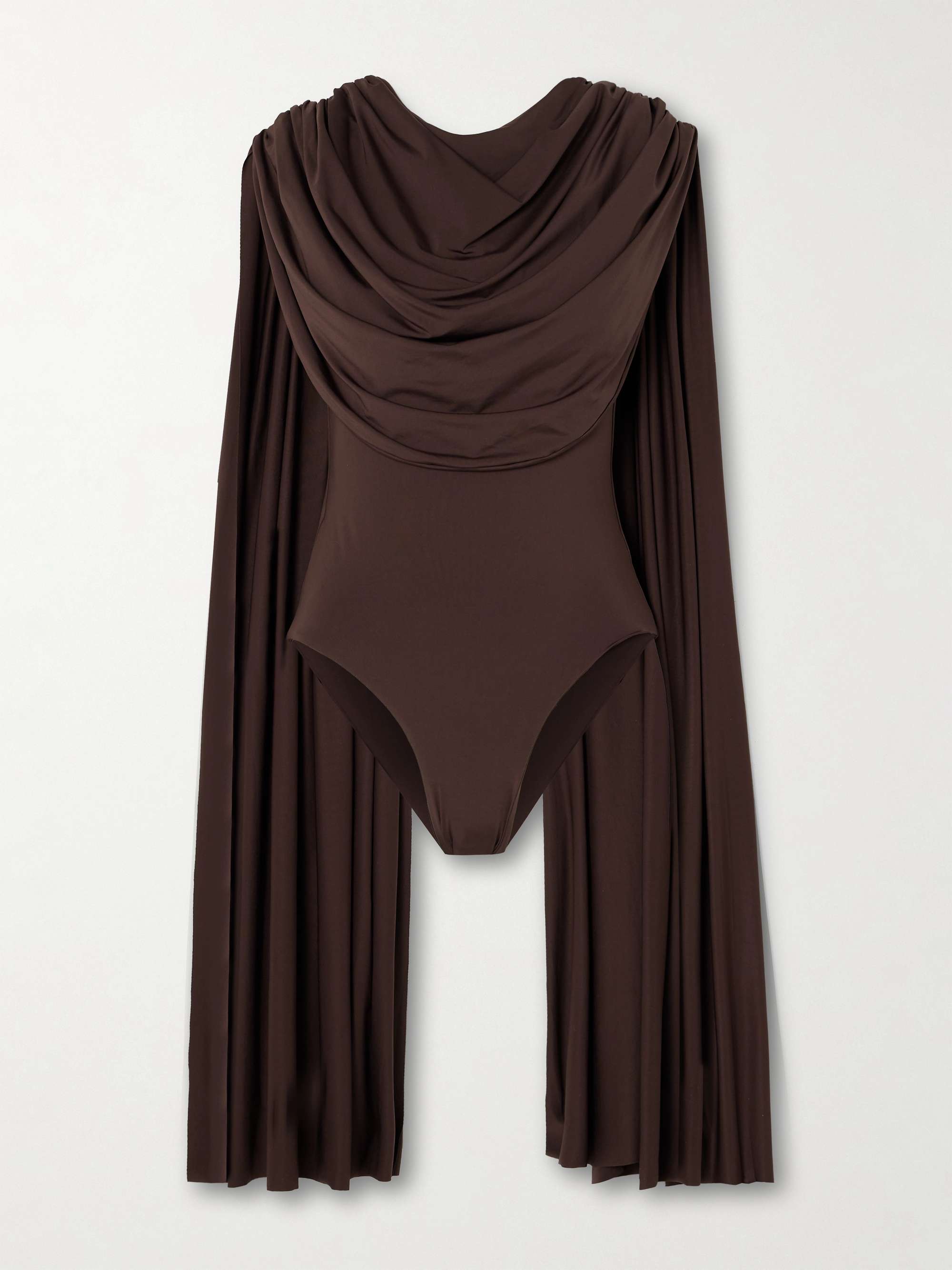 Burano cape-effect draped stretch-jersey bodysuit hero visual