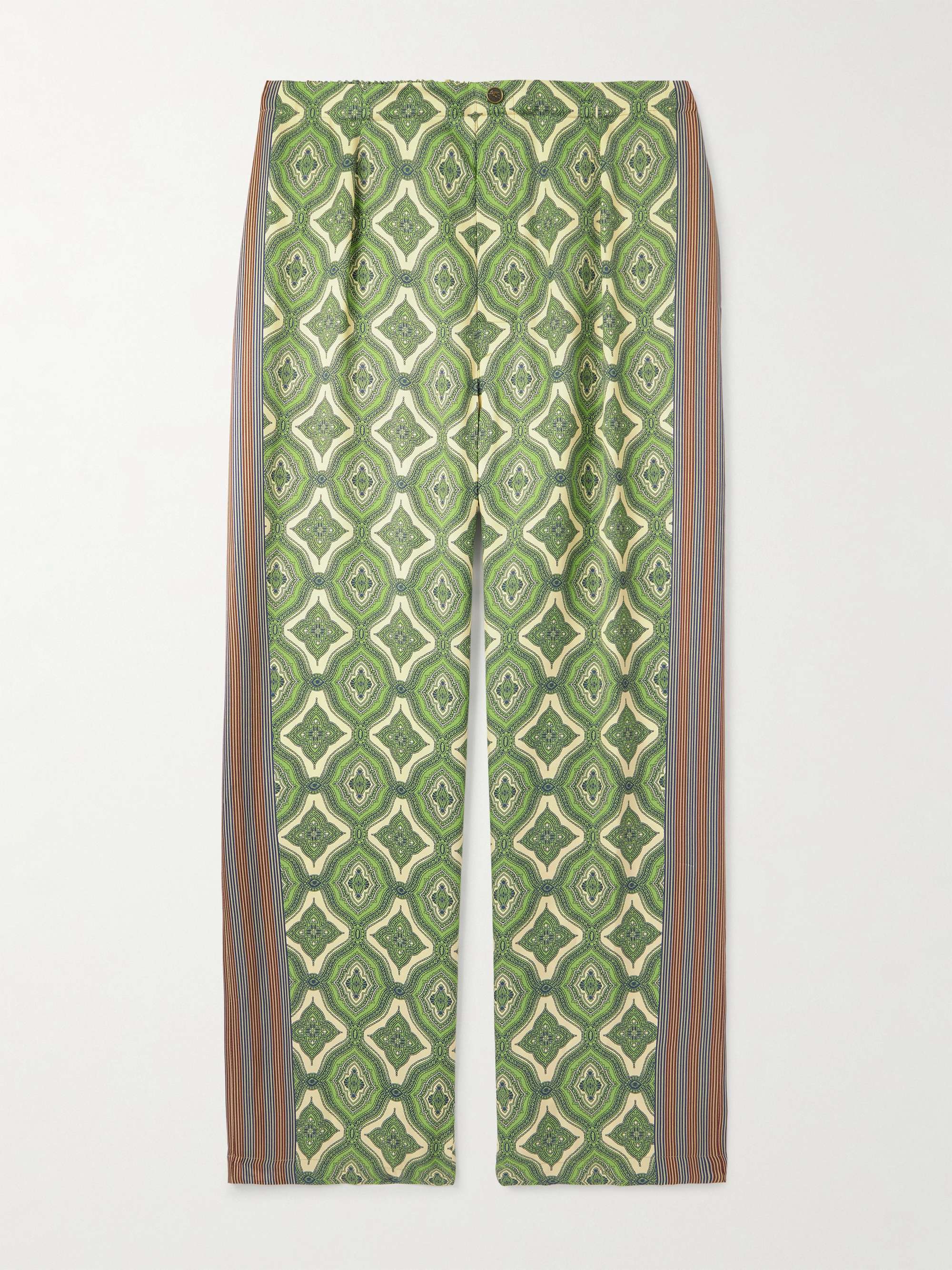 Harlequin Straight-Leg Pleated Striped Paisley-Print Satin-Twill Suit Trousers hero visual