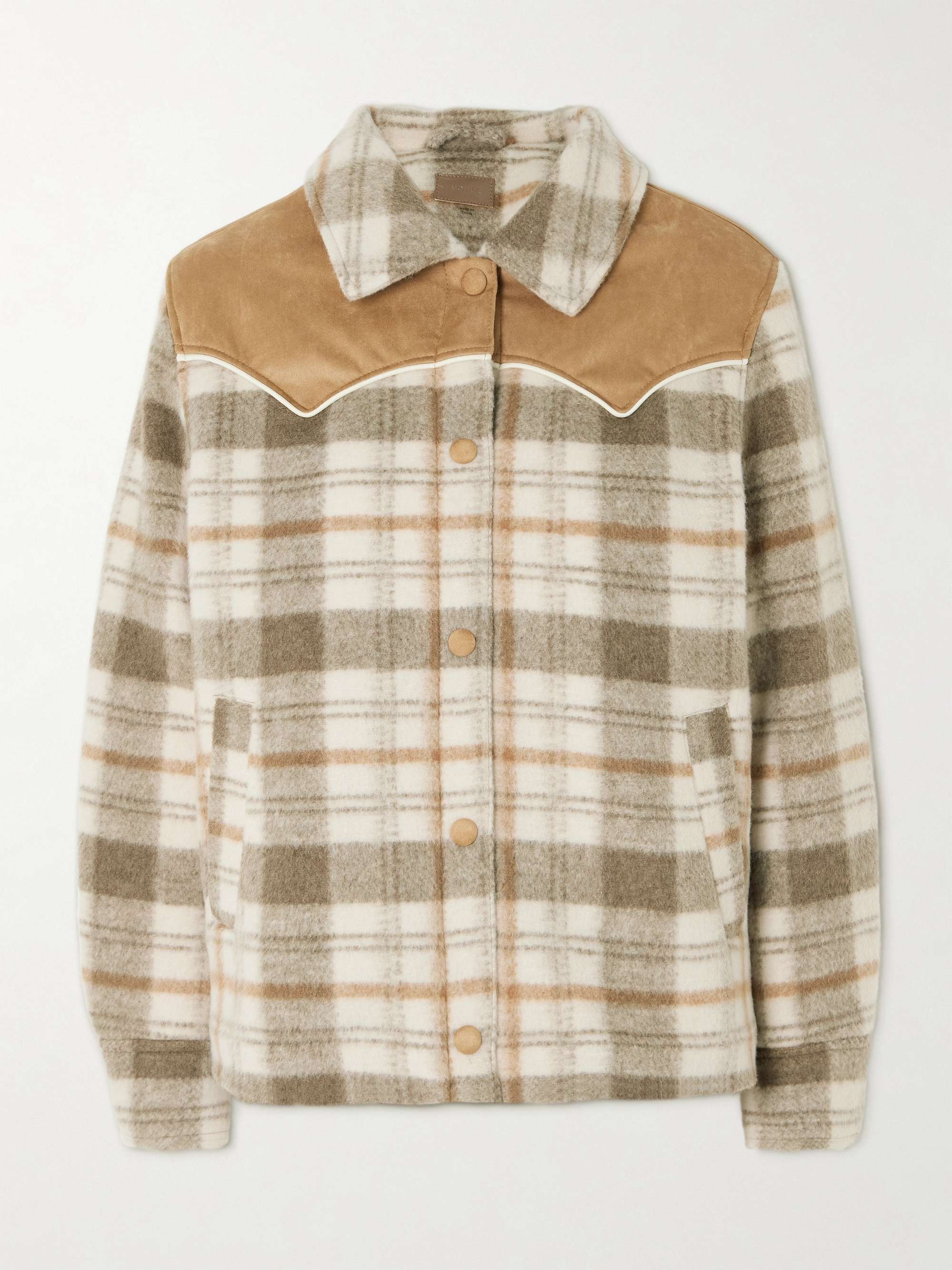 After School faux suede-trimmed checked fleece jacket hero visual