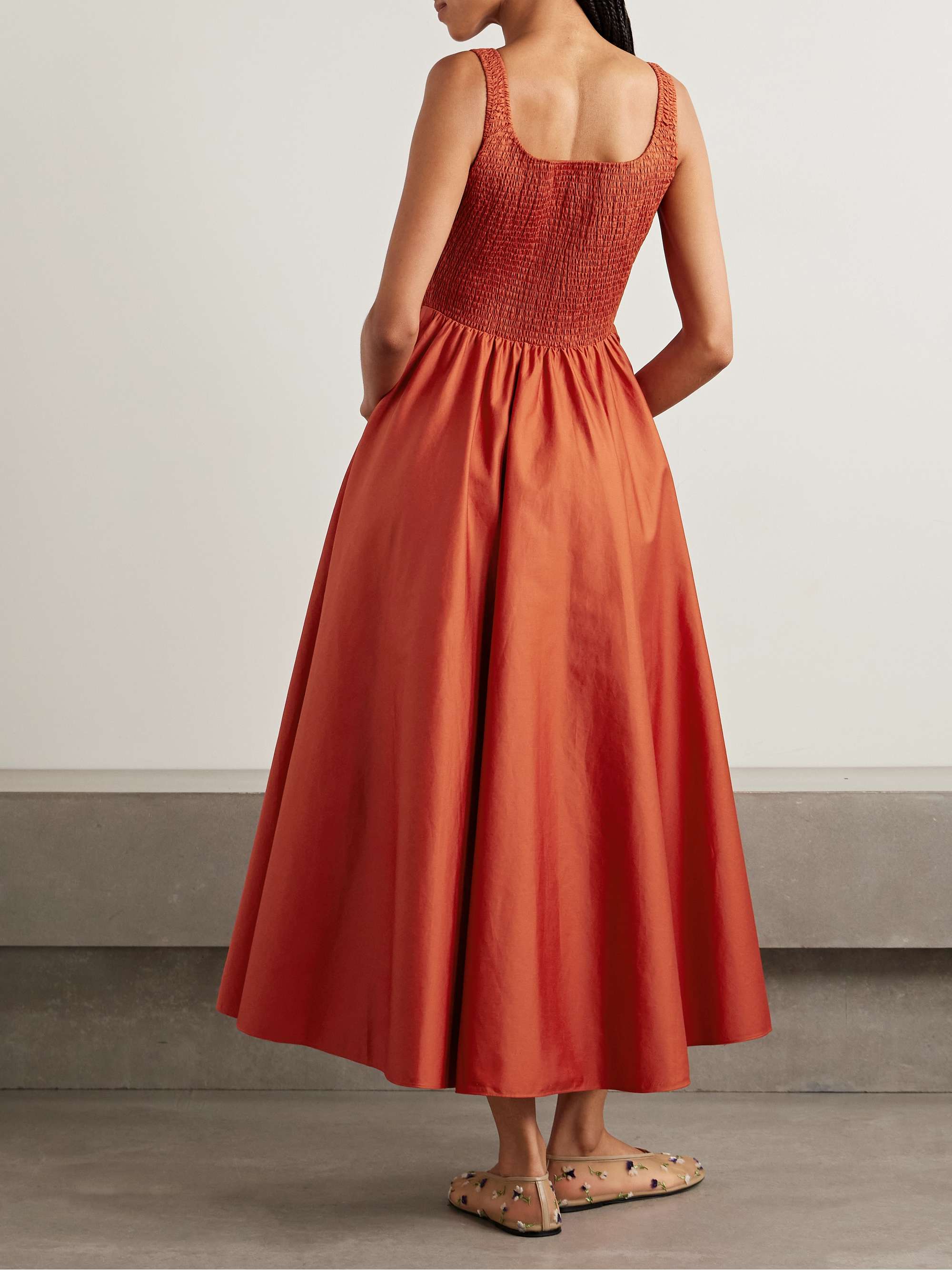 Cruz shirred cotton-sateen midi dress view
