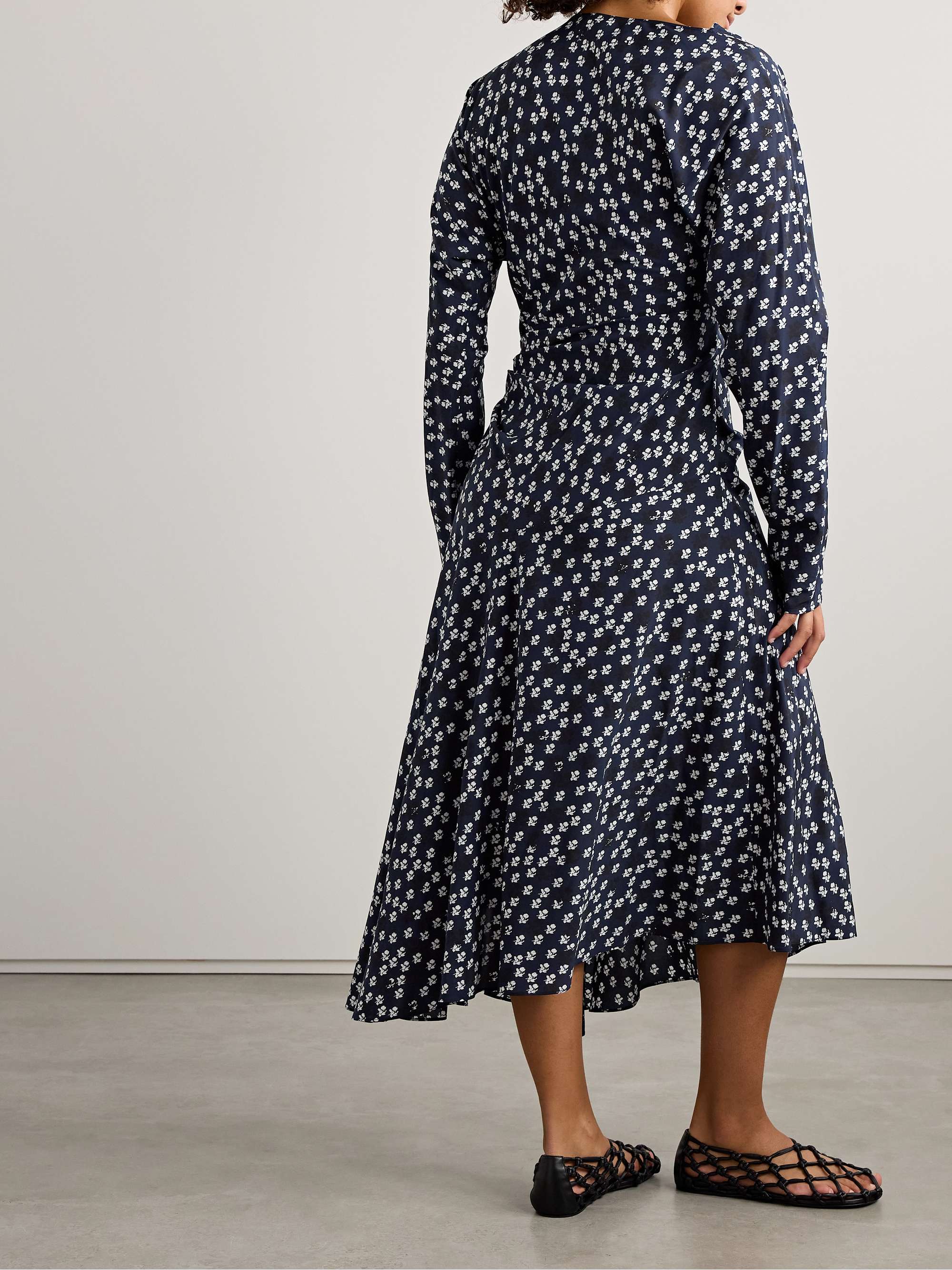 Alina draped floral-print crepe midi dress view