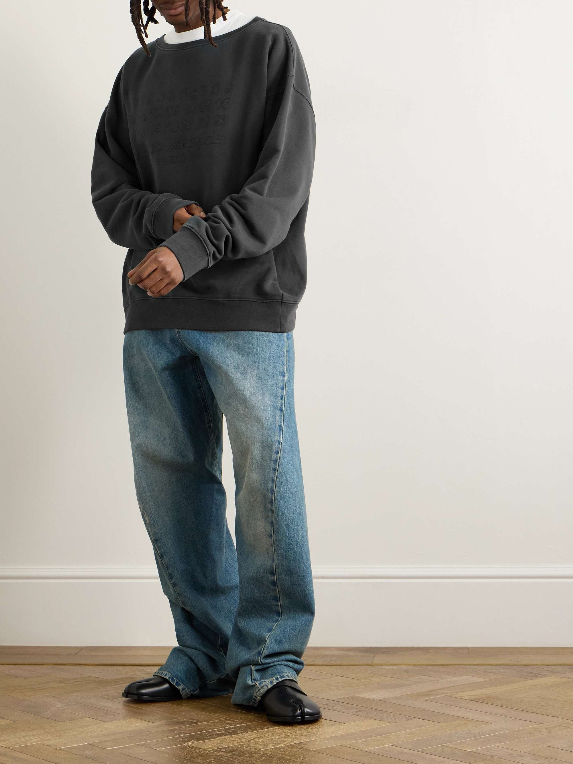 Oversized Logo-Embroidered Cotton-Jersey Sweatshirt view