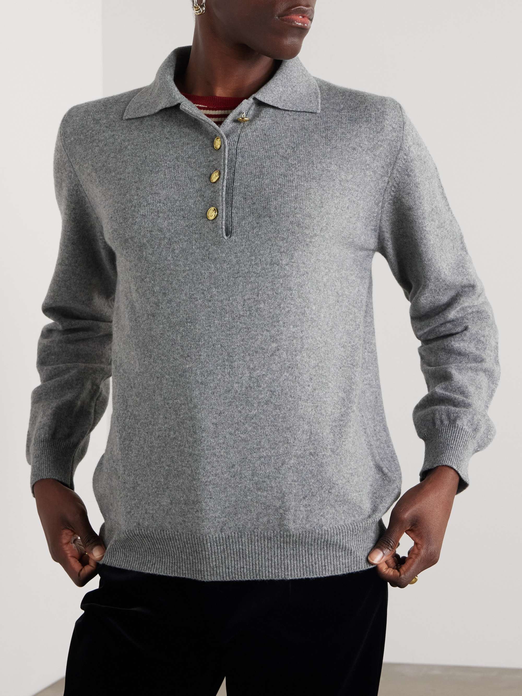 Highland wool and cashmere-blend polo sweater view