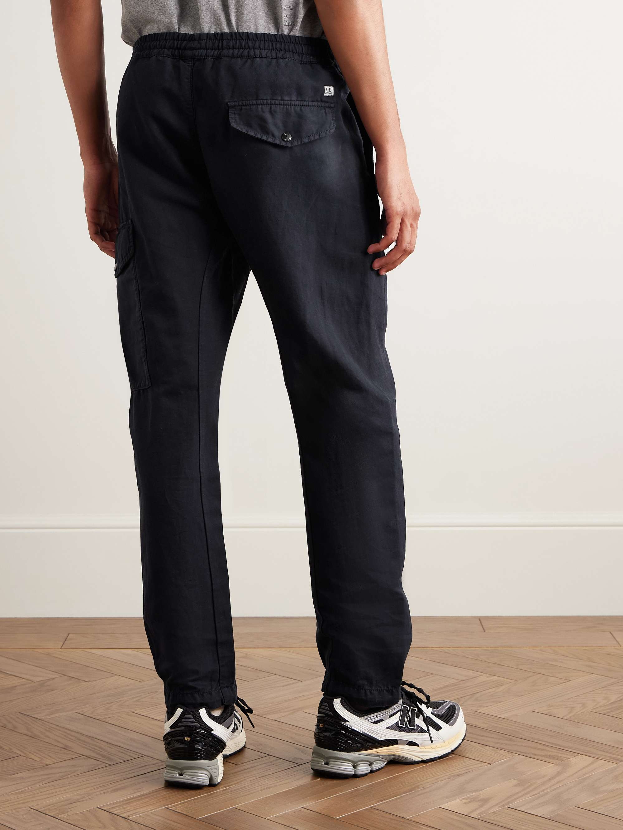 Straight-Leg Logo-Appliquéd Cotton and Linen-Blend Cargo Trousers view