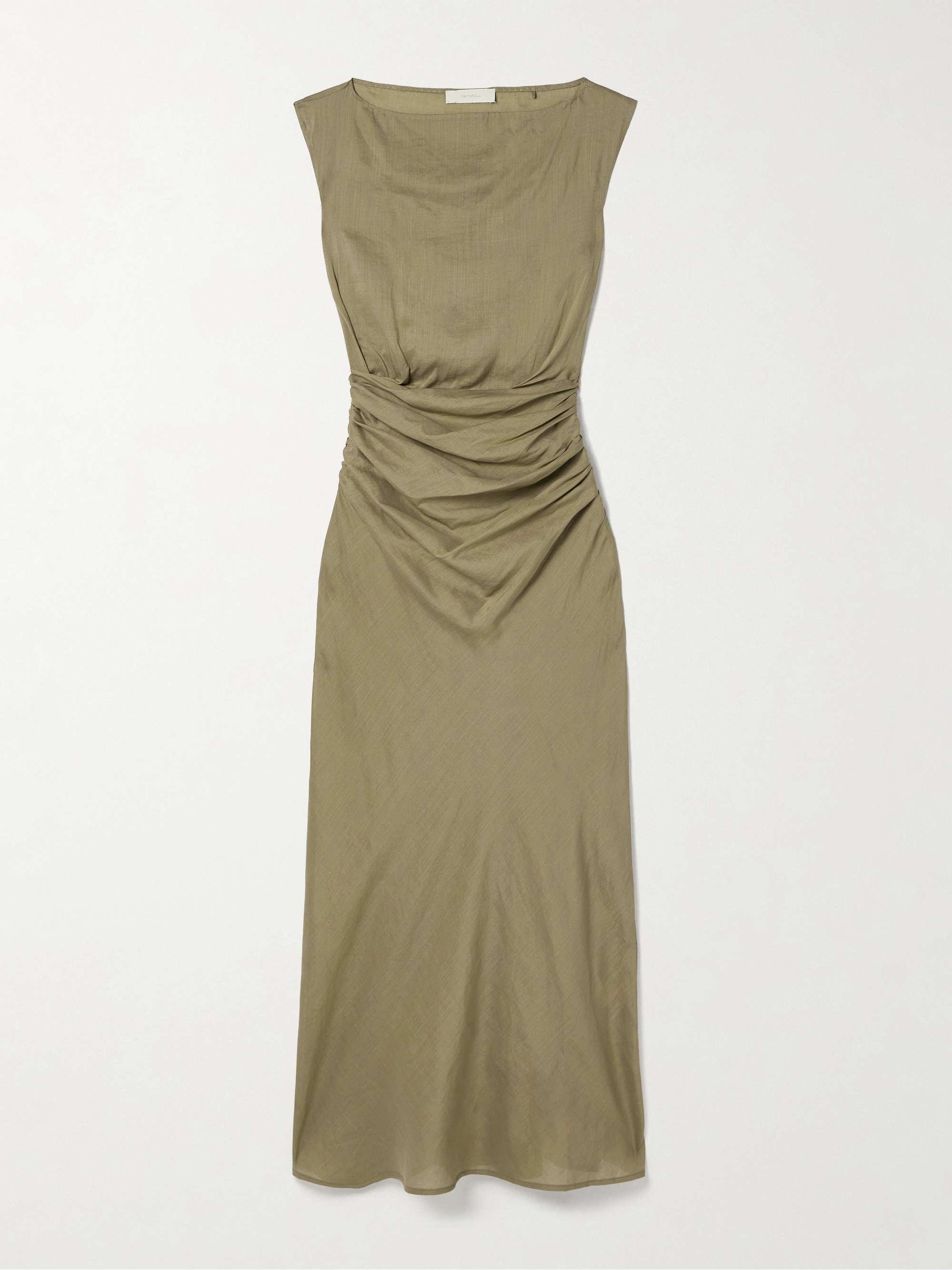 Adelia ruched ramie and silk-blend voile maxi dress hero visual