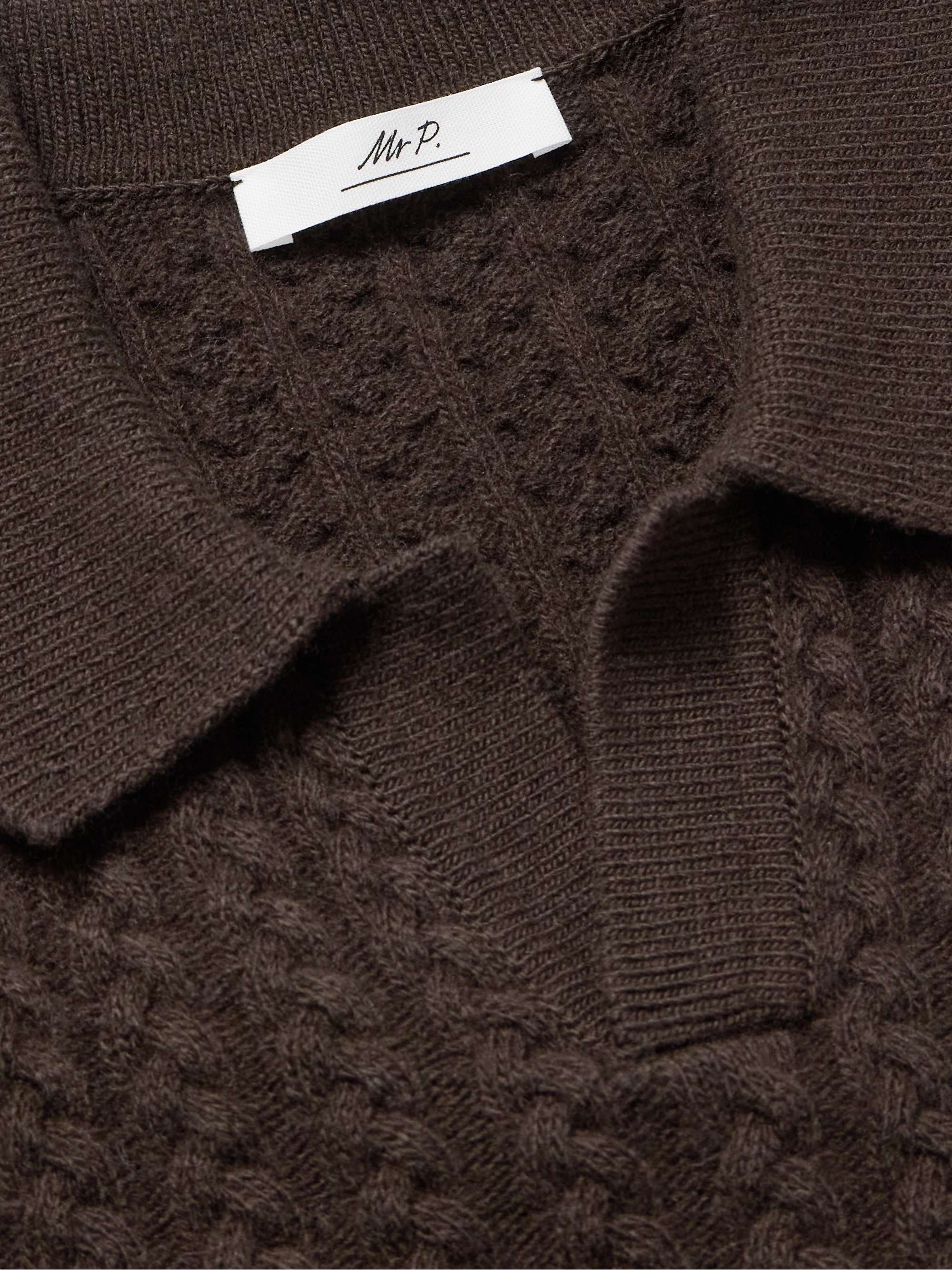 Cable-Knit Wool Polo Shirt view