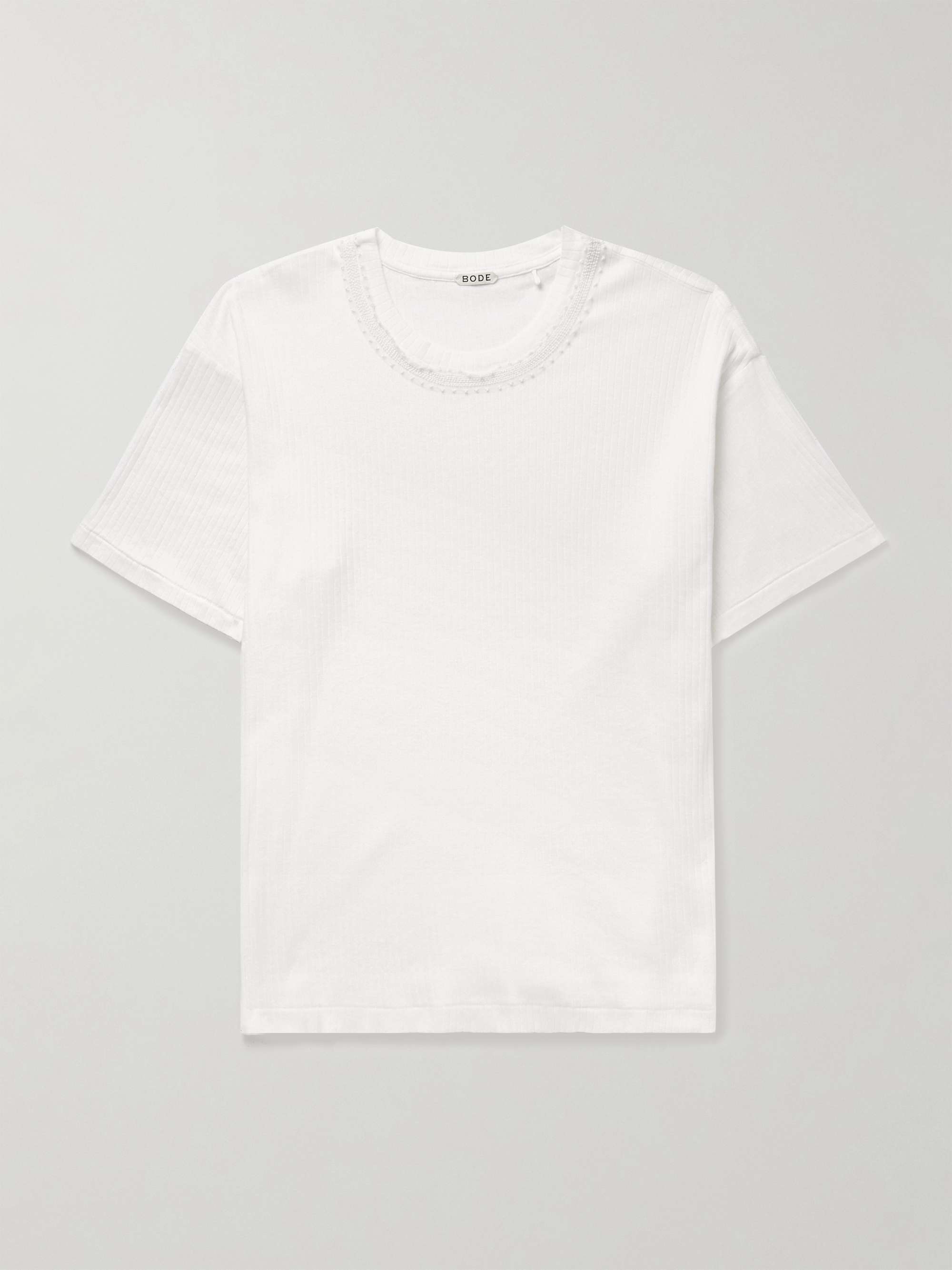 Marsh Embellished Tulle-Trimmed Ribbed Cotton-Jersey T-Shirt hero visual