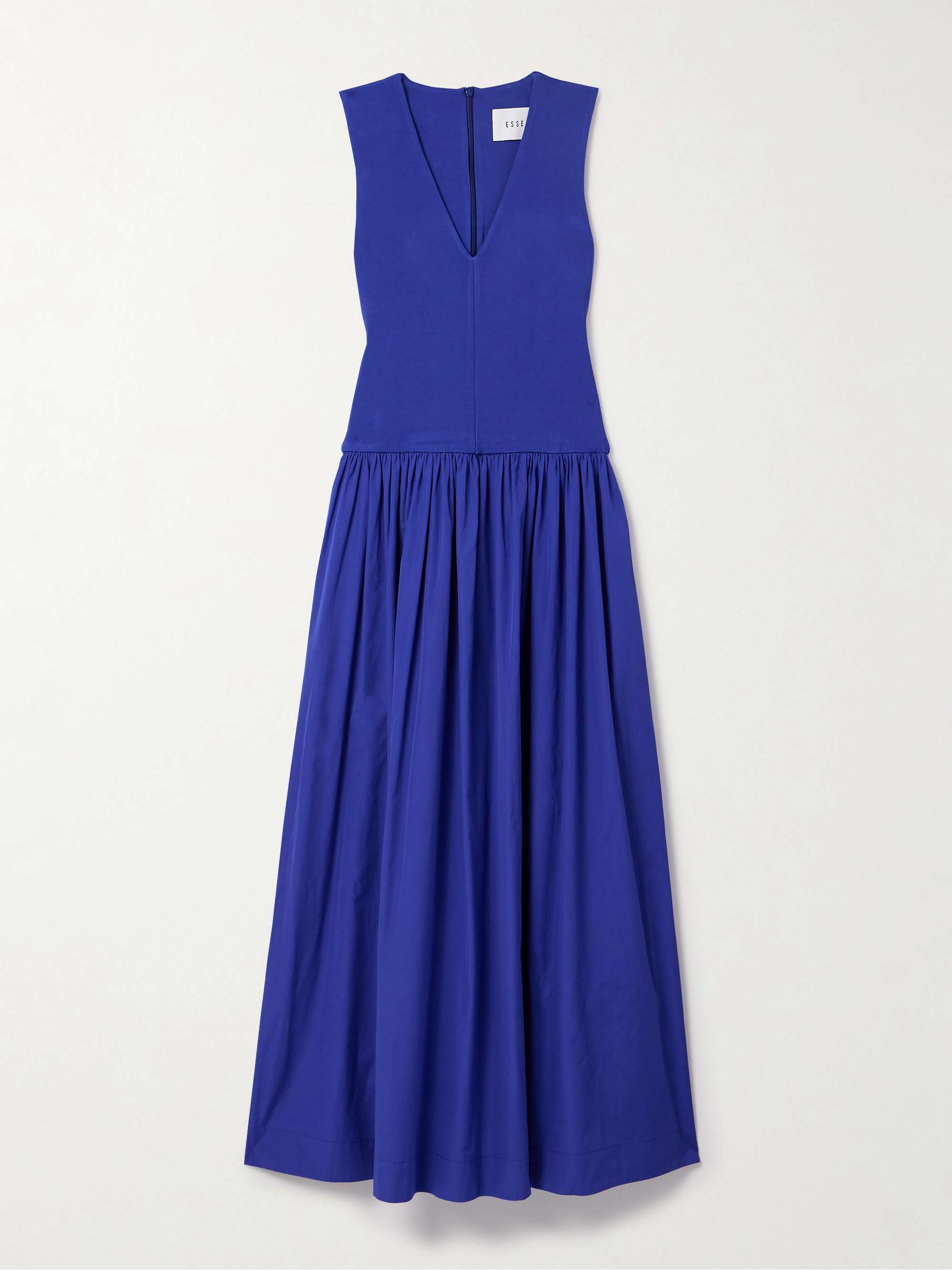 Stretch-knit and gathered organic cotton-poplin maxi dress hero visual