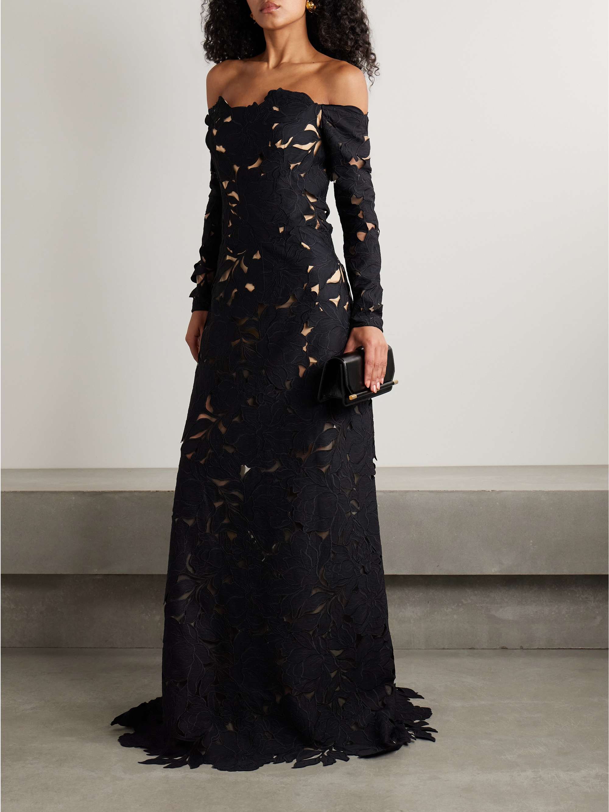 Kasia off-the-shoulder corded lace gown view