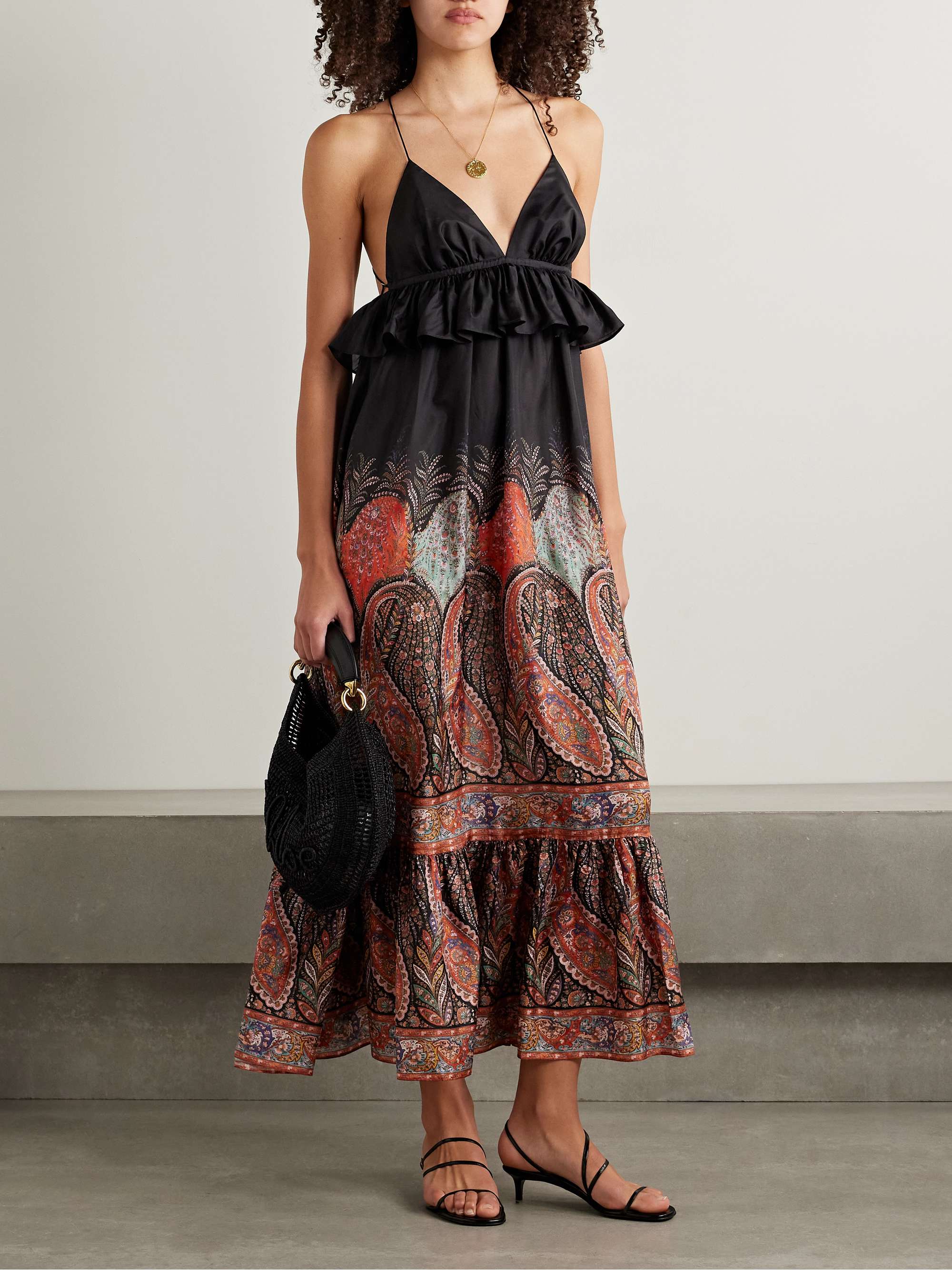Rhiannon ruffled paisley-print silk midi dress view