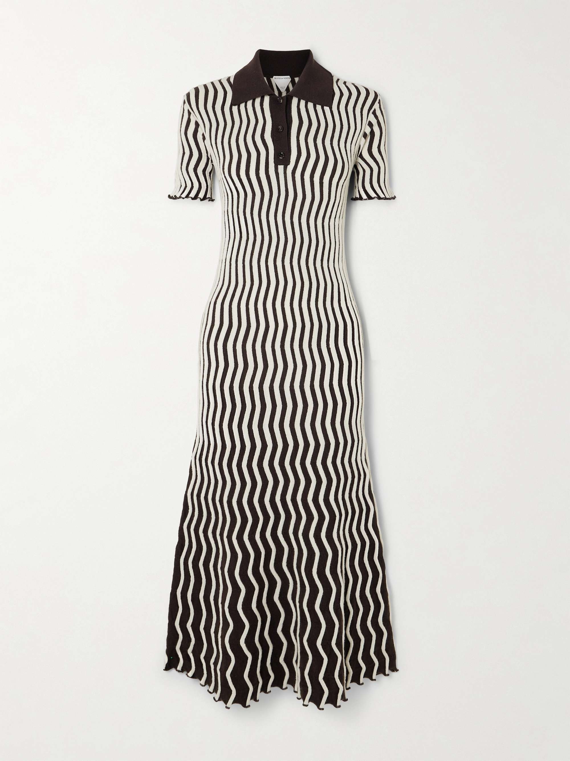 Striped ribbed wool midi dress hero visual