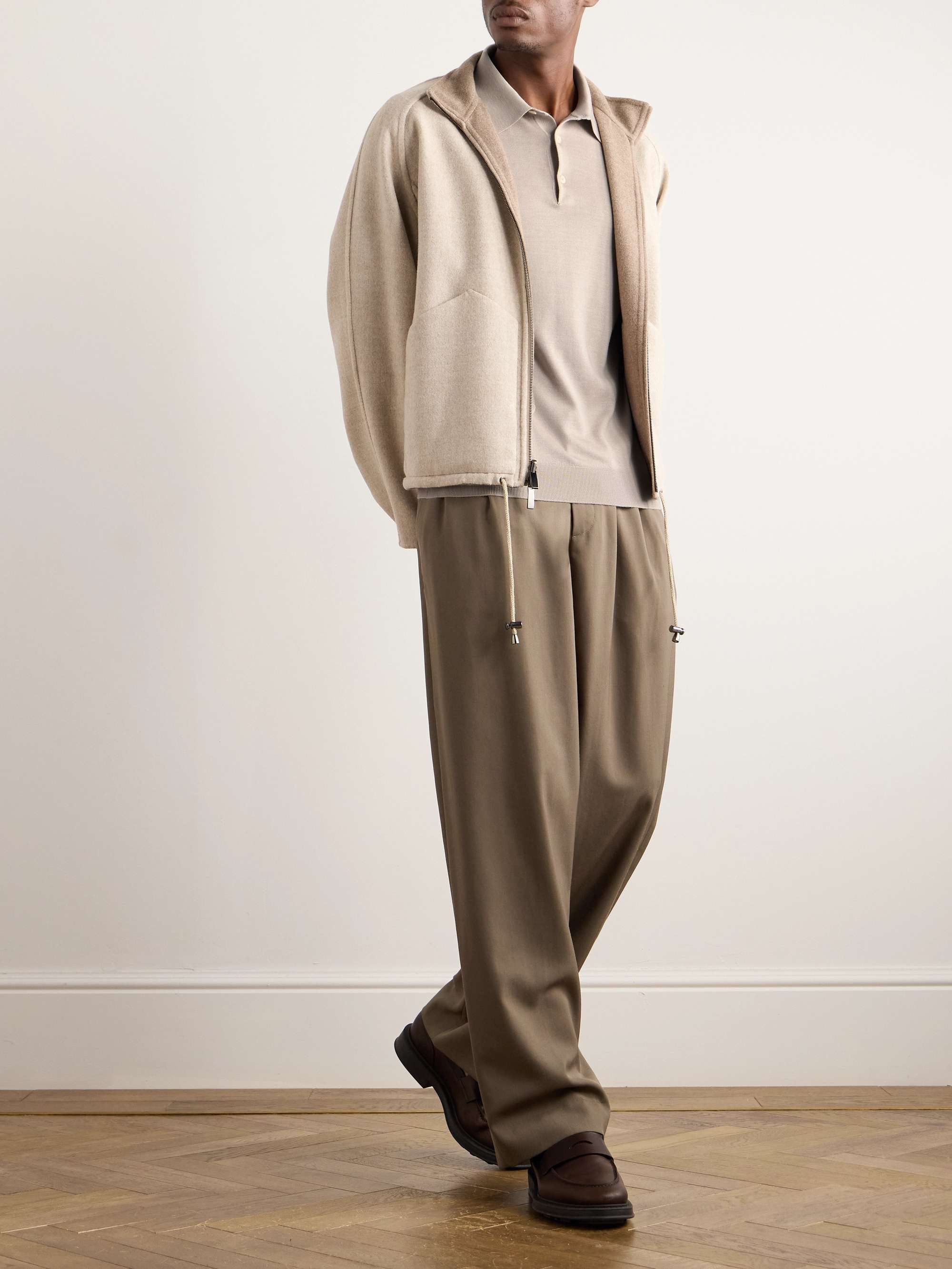 Slim-Fit Wool, Silk and Cashmere-Blend Polo Shirt view