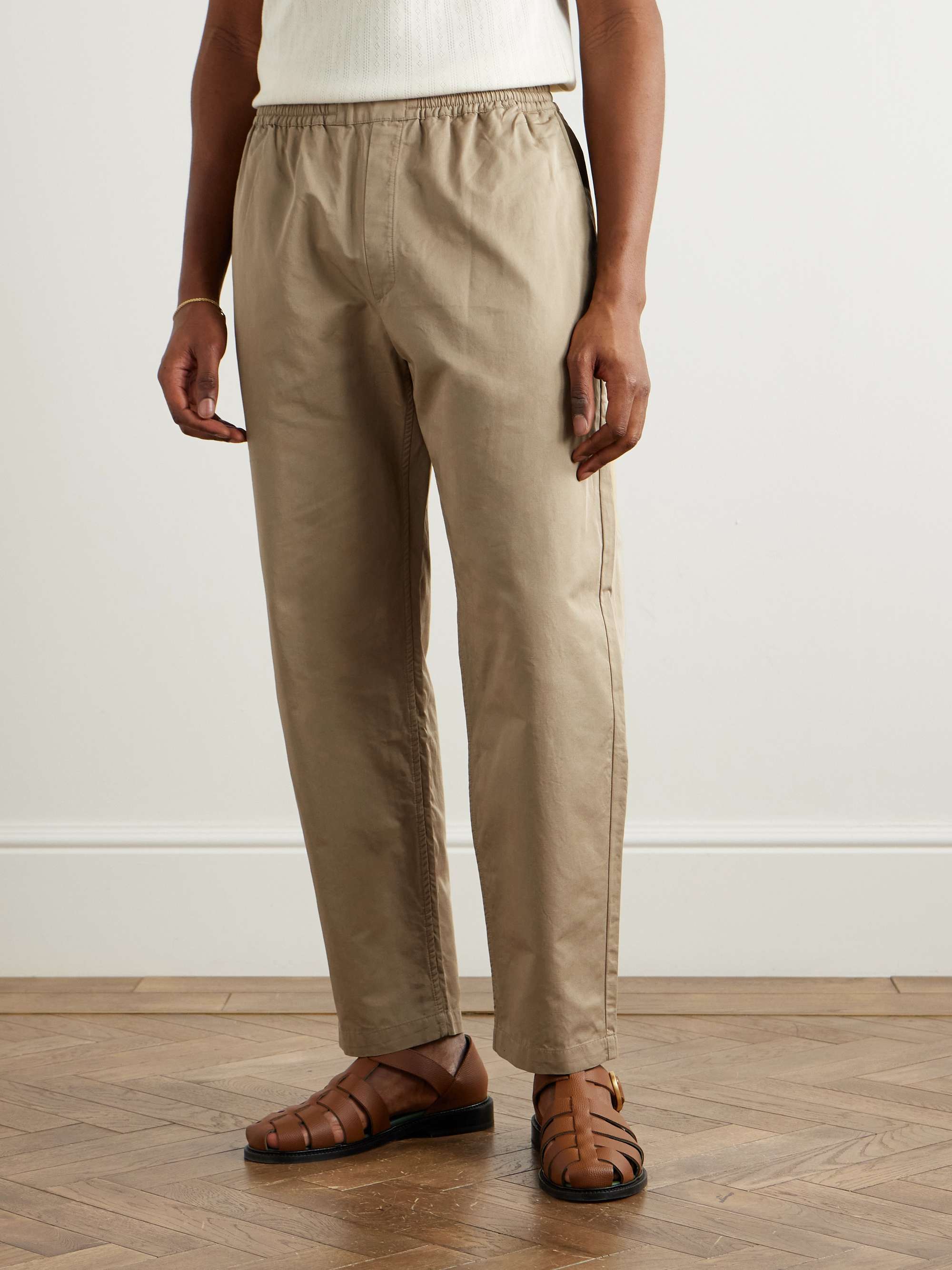 Banasa Straight-Leg Cotton and Linen-Blend Flannel Trousers view