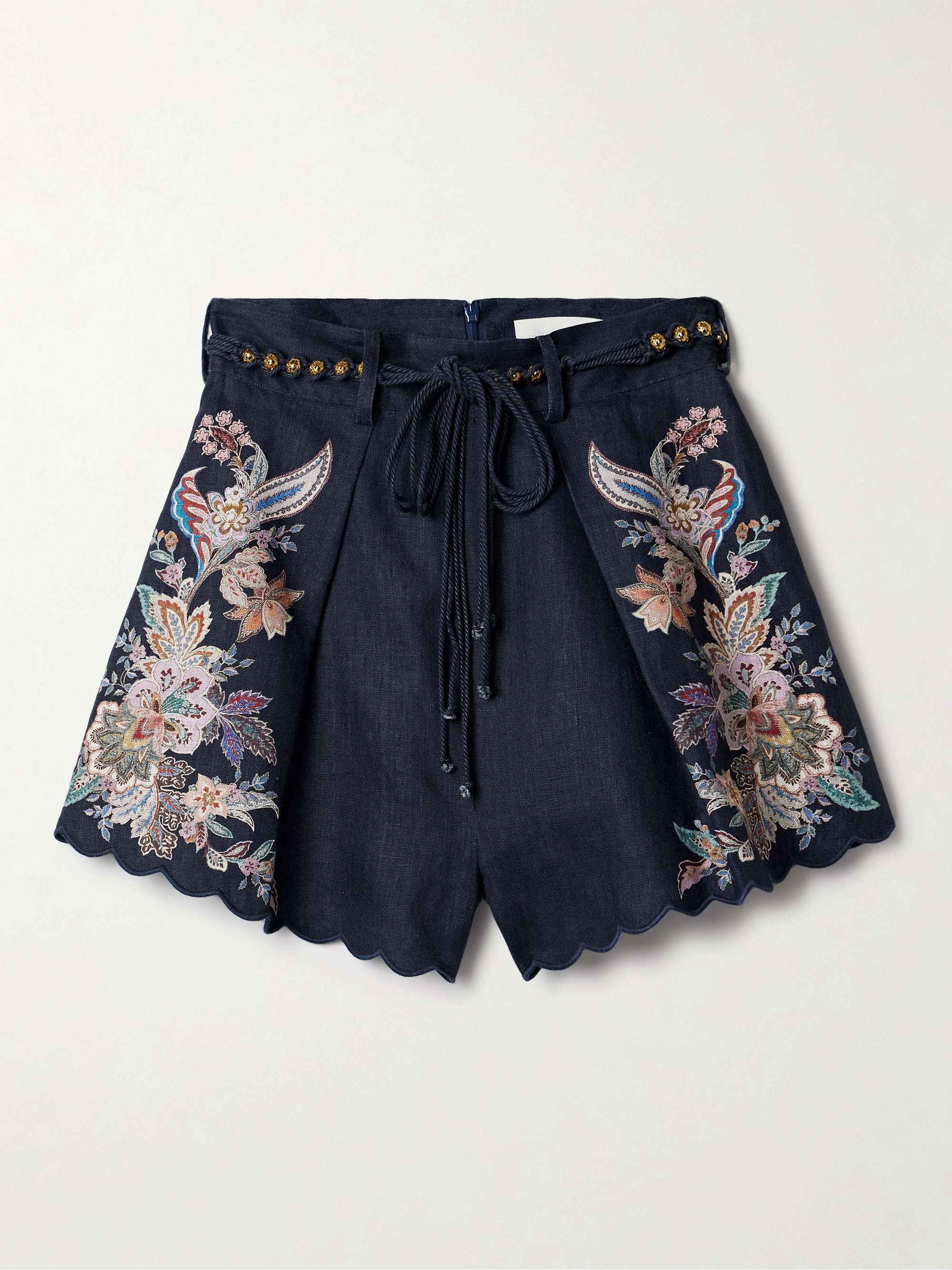 Rhiannon belted floral-print linen shorts hero visual