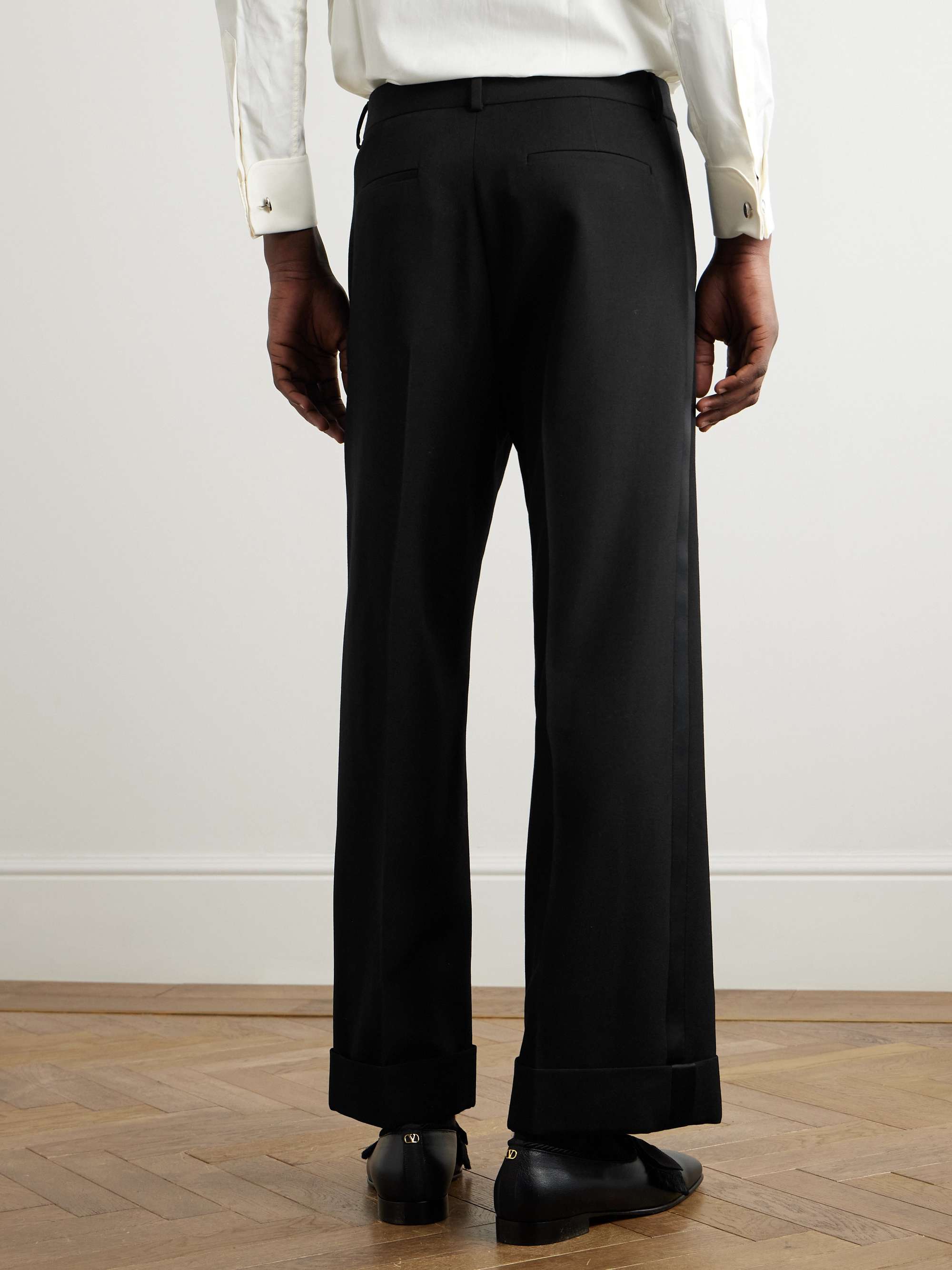 Straight-Leg Satin-Trimmed Grain De Poudre Wool Tuxedo Trousers view