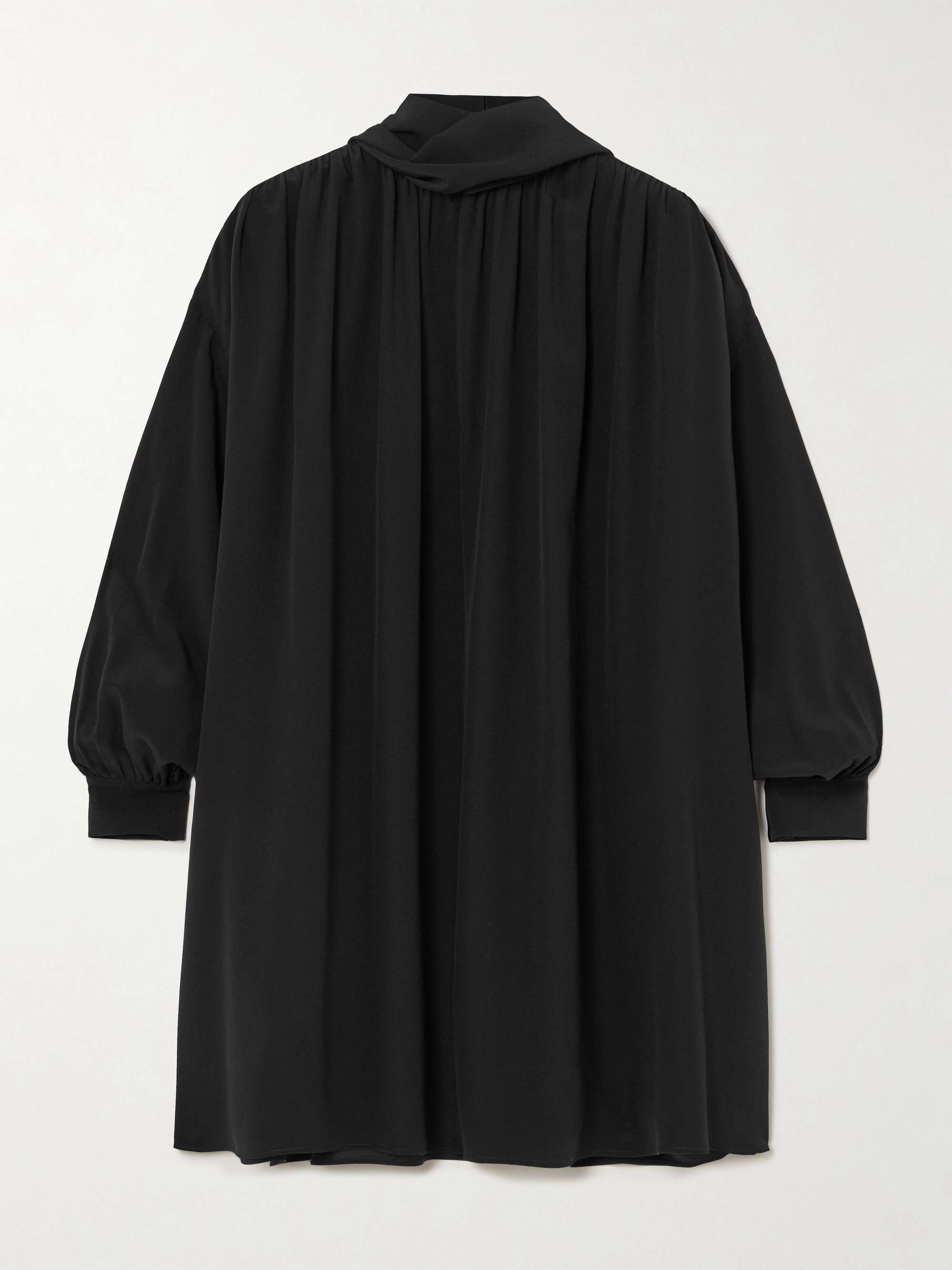 Tie-detailed organic silk crepe de chine mini dress hero visual