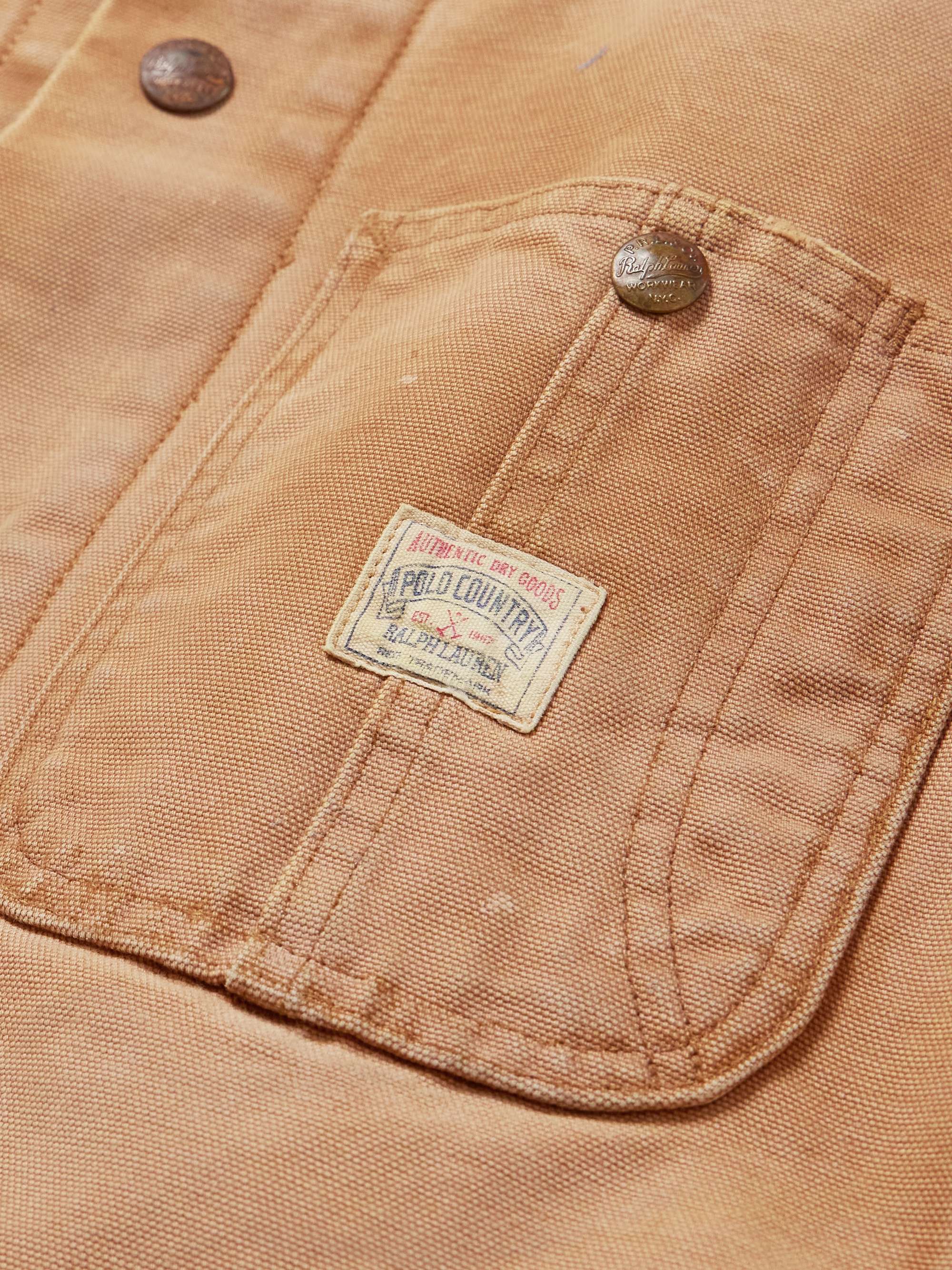 Polo Country Corduroy-Trimmed Distressed Recycled-Canvas Chore Jacket view