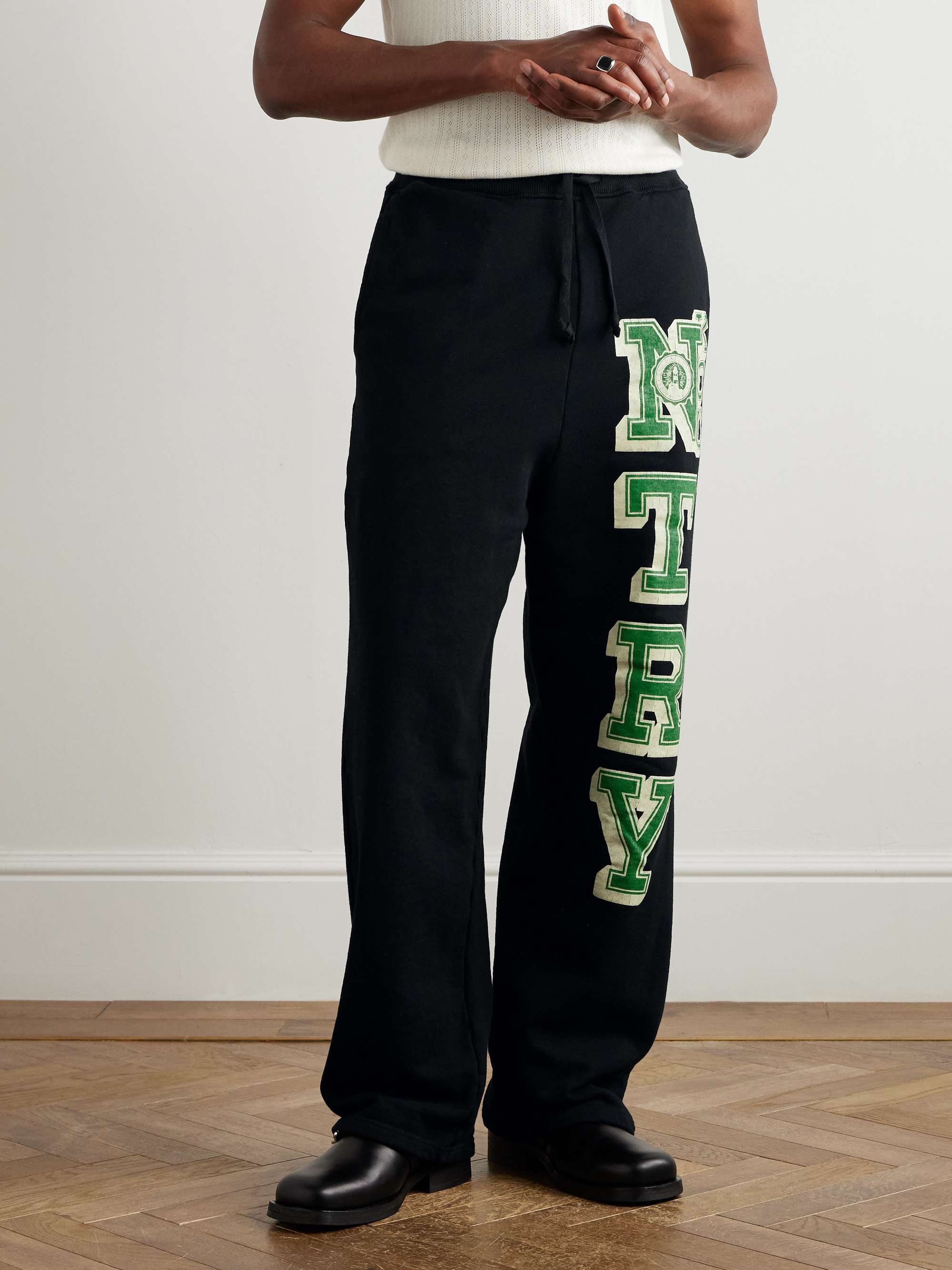 N.TRY Straight-Leg Printed Cotton-Jersey Sweatpants view