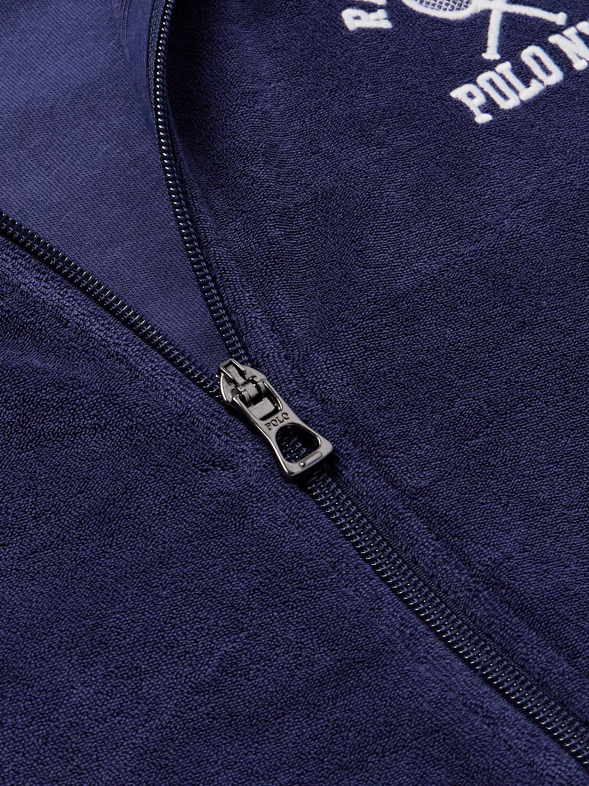 Striped Cotton-Blend Terry Track Jacket view