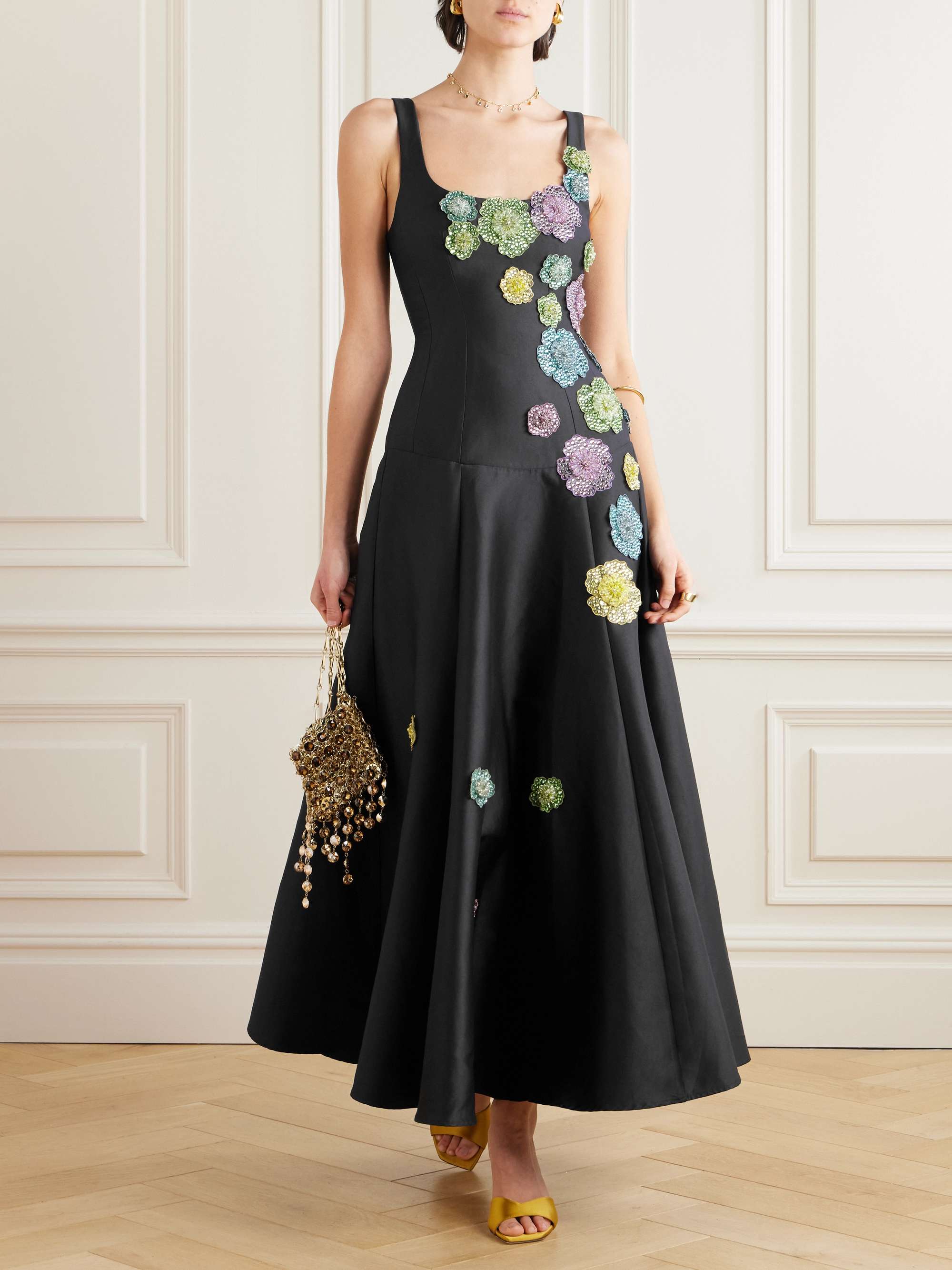 Lolita embellished appliquéd duchesse-satin gown view