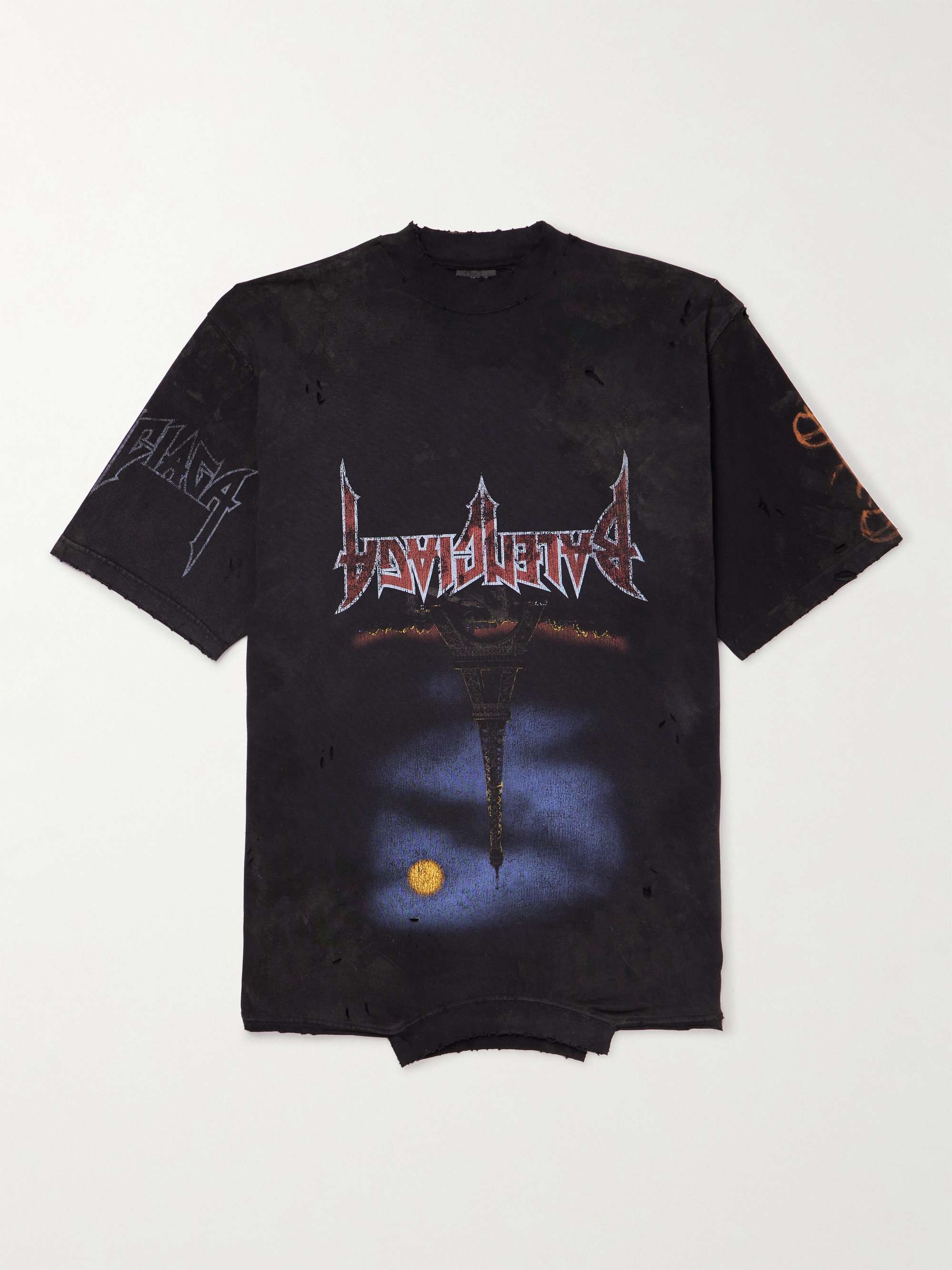 Upside Down Distressed Printed Cotton-Jersey T-Shirt hero visual