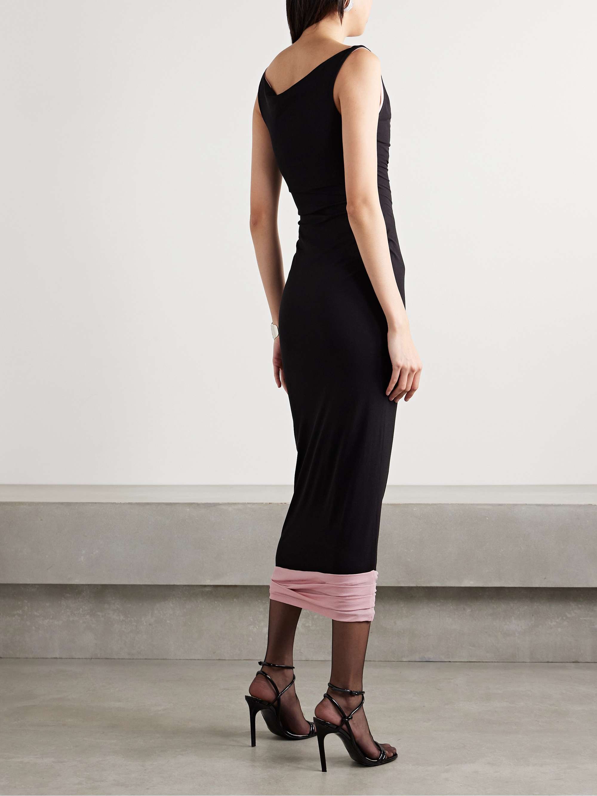 Layered stretch-silk midi dress view