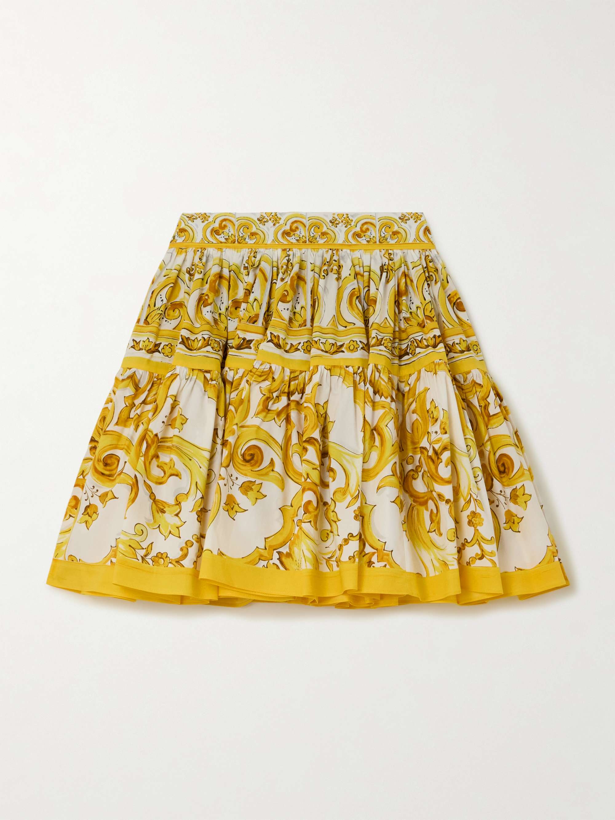 Maiolica pleated printed cotton-poplin mini skirt hero visual