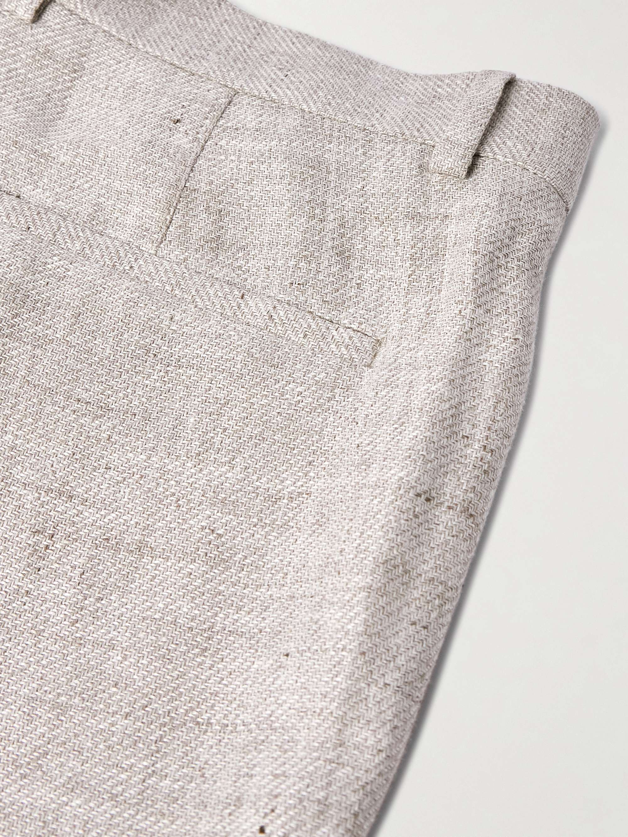 Straight-Leg Pleated Linen, Wool and Silk-Blend Suit Trousers view