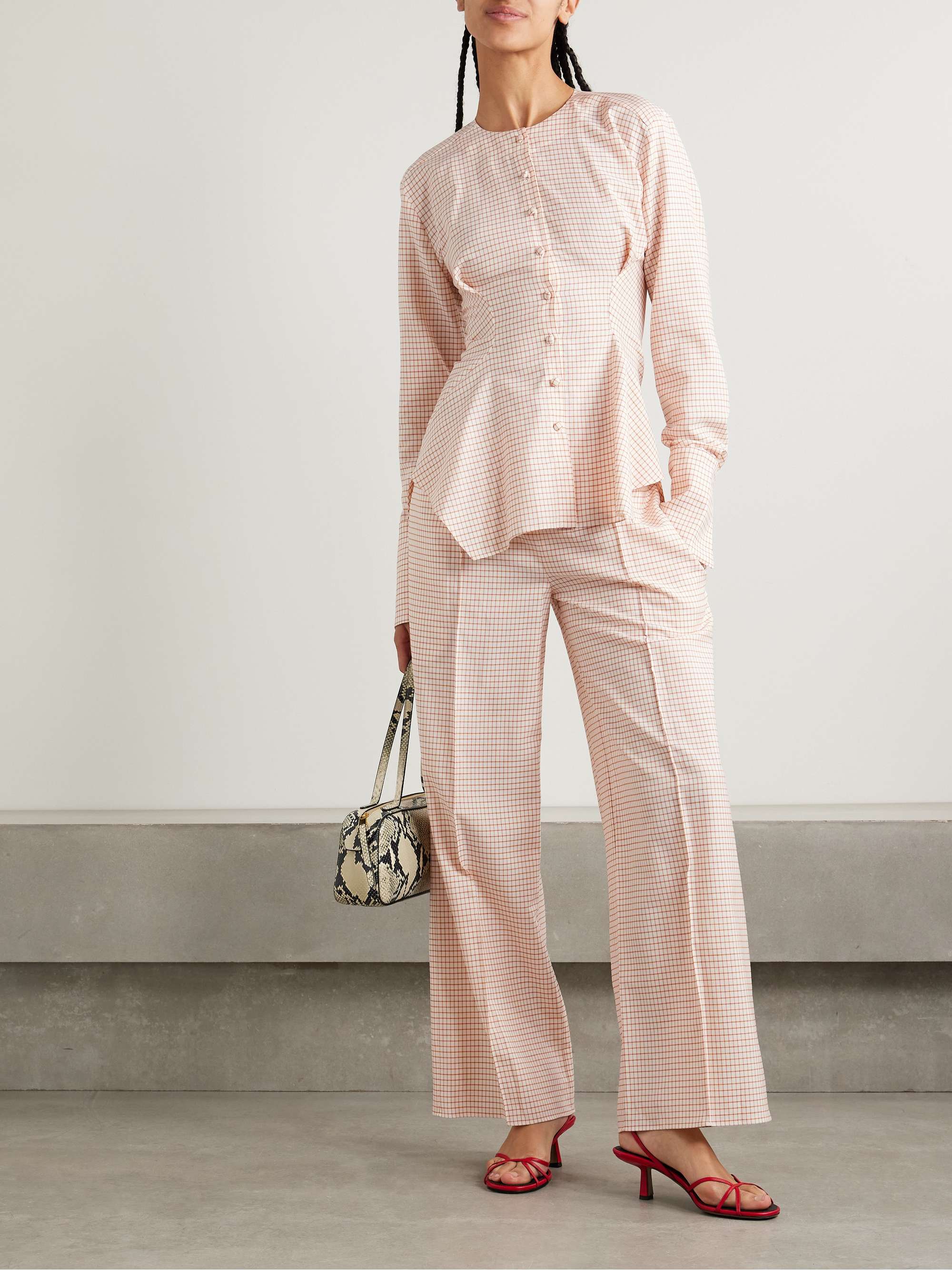Poloma checked wool and cotton-blend wide-leg pants view
