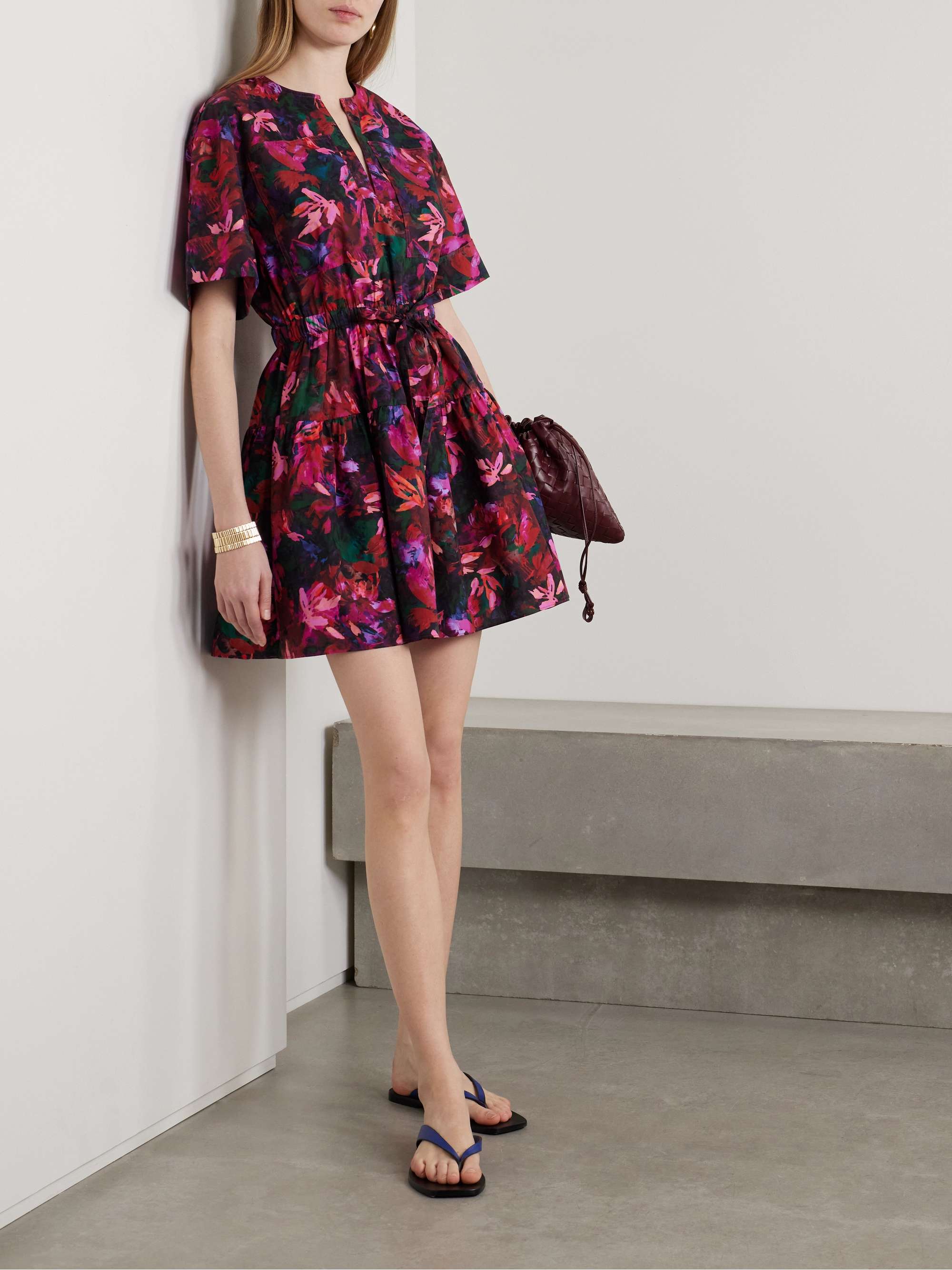 Nadira floral-print cotton-poplin mini dress view