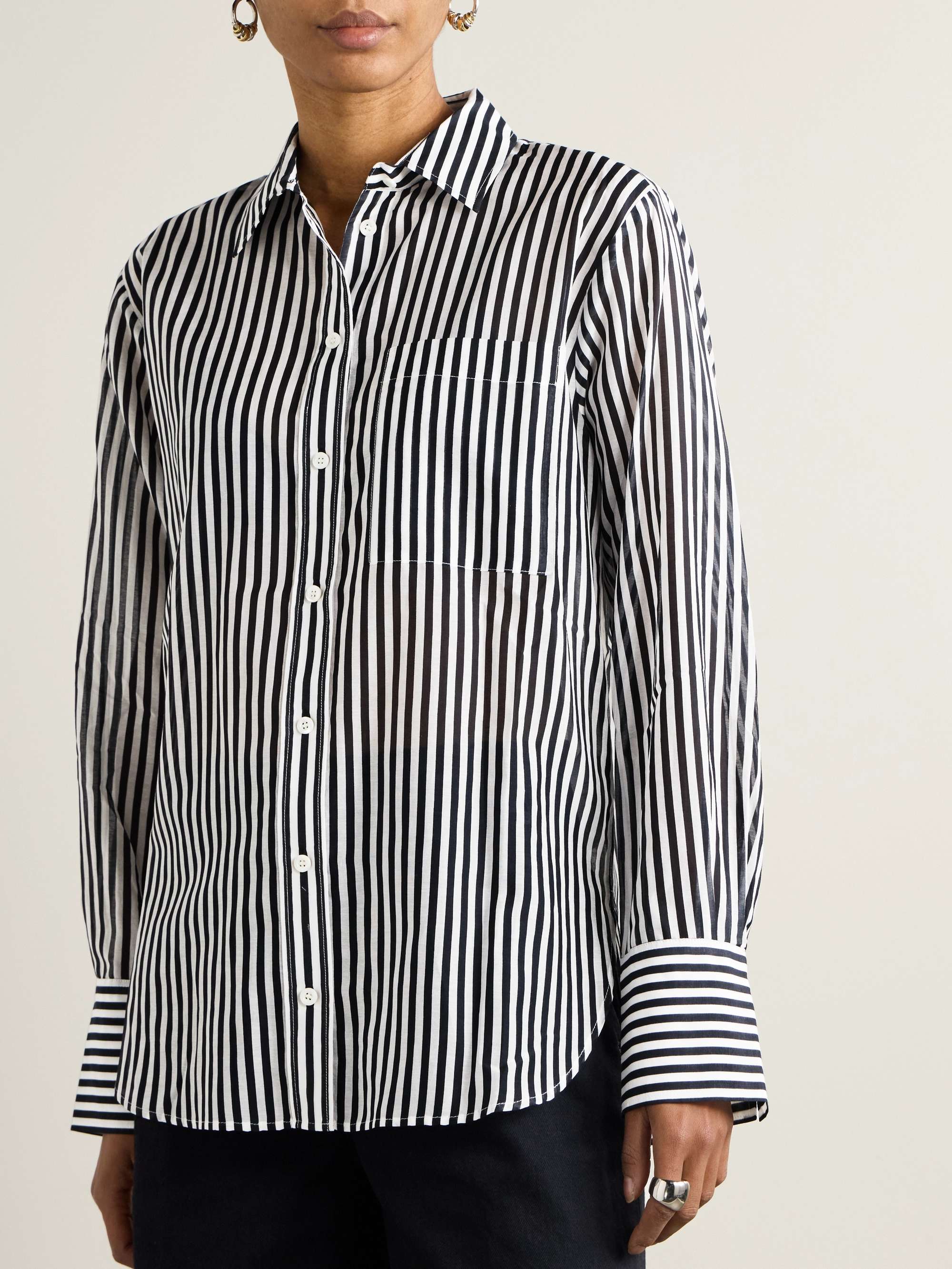 Striped cotton and silk-blend voile shirt view