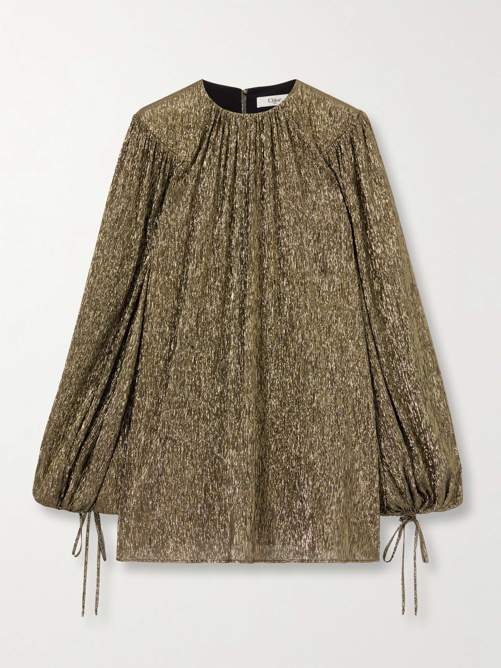 Metallic silk-blend mini dress hero visual
