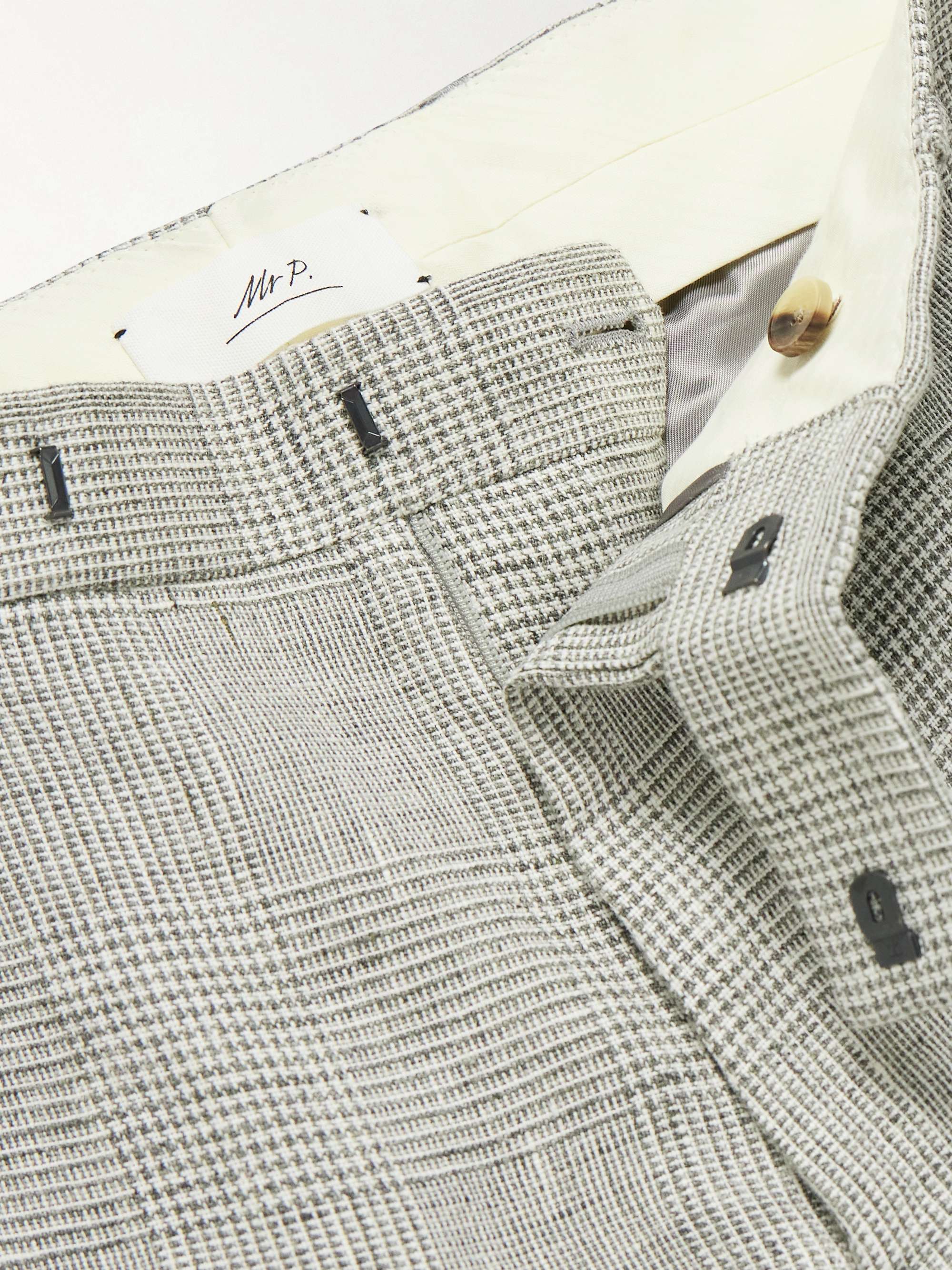 Phillip Straight-Leg Prince of Wales Checked Linen Suit Trousers view
