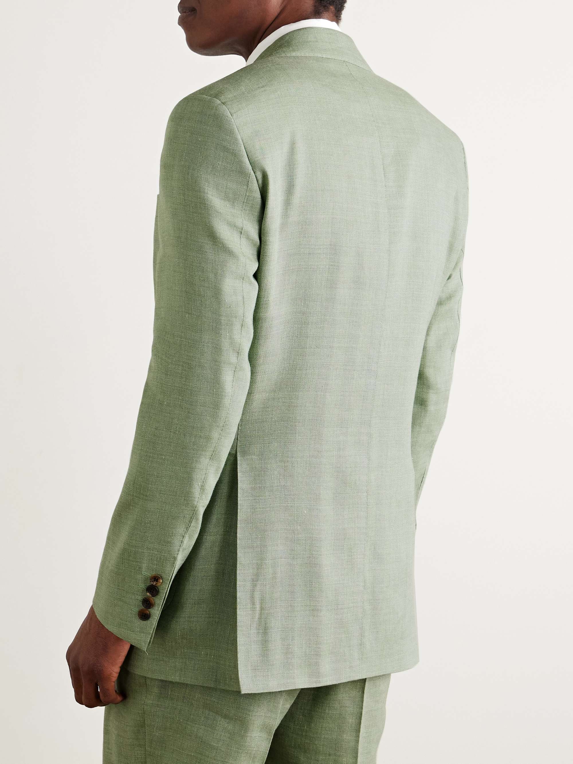 Hepworth Double-Breasted Herringbone Linen and Wool-Blend Suit Jacket view